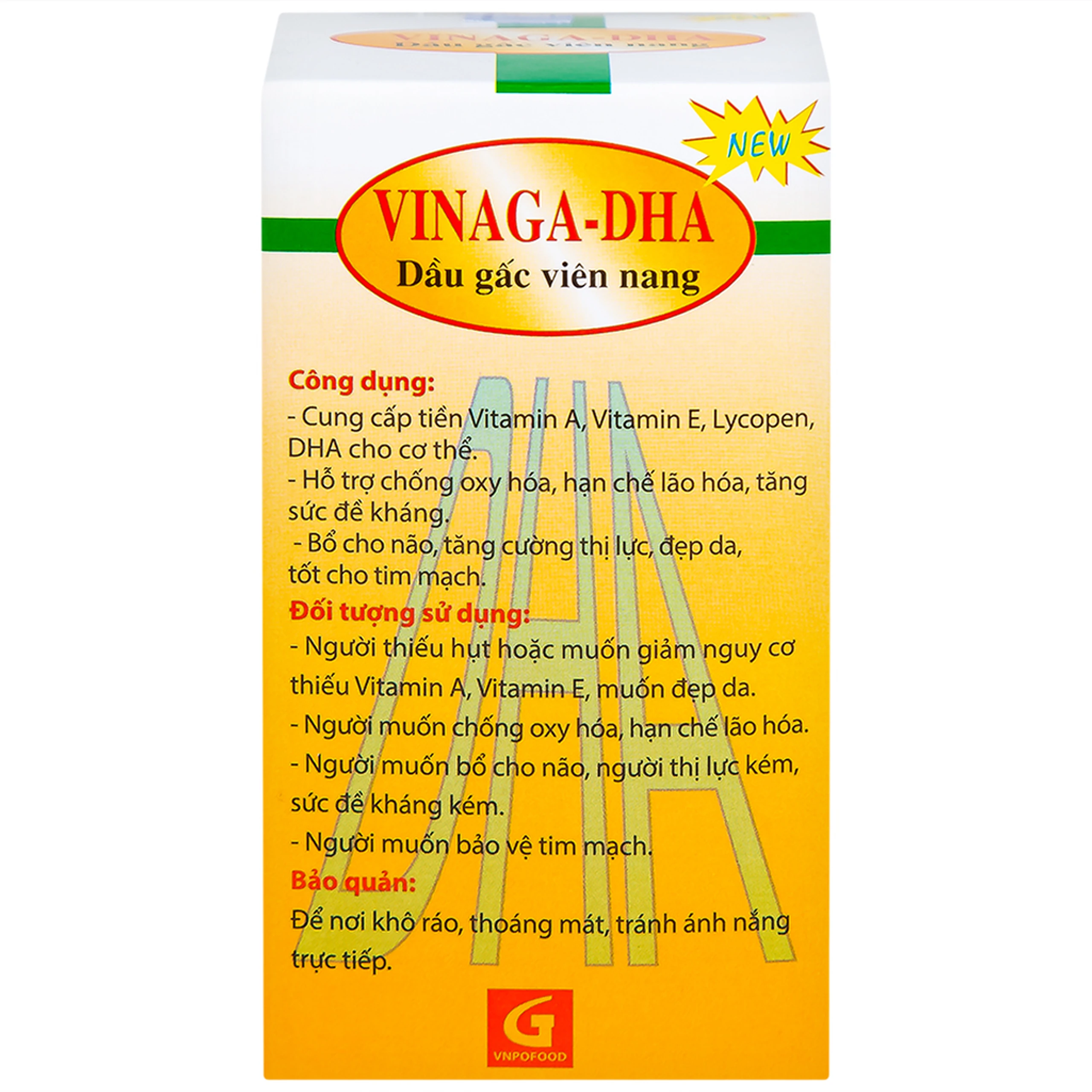 Giúp bổ não Dầu gấc viên nang Vinaga - DHA (100 viên)