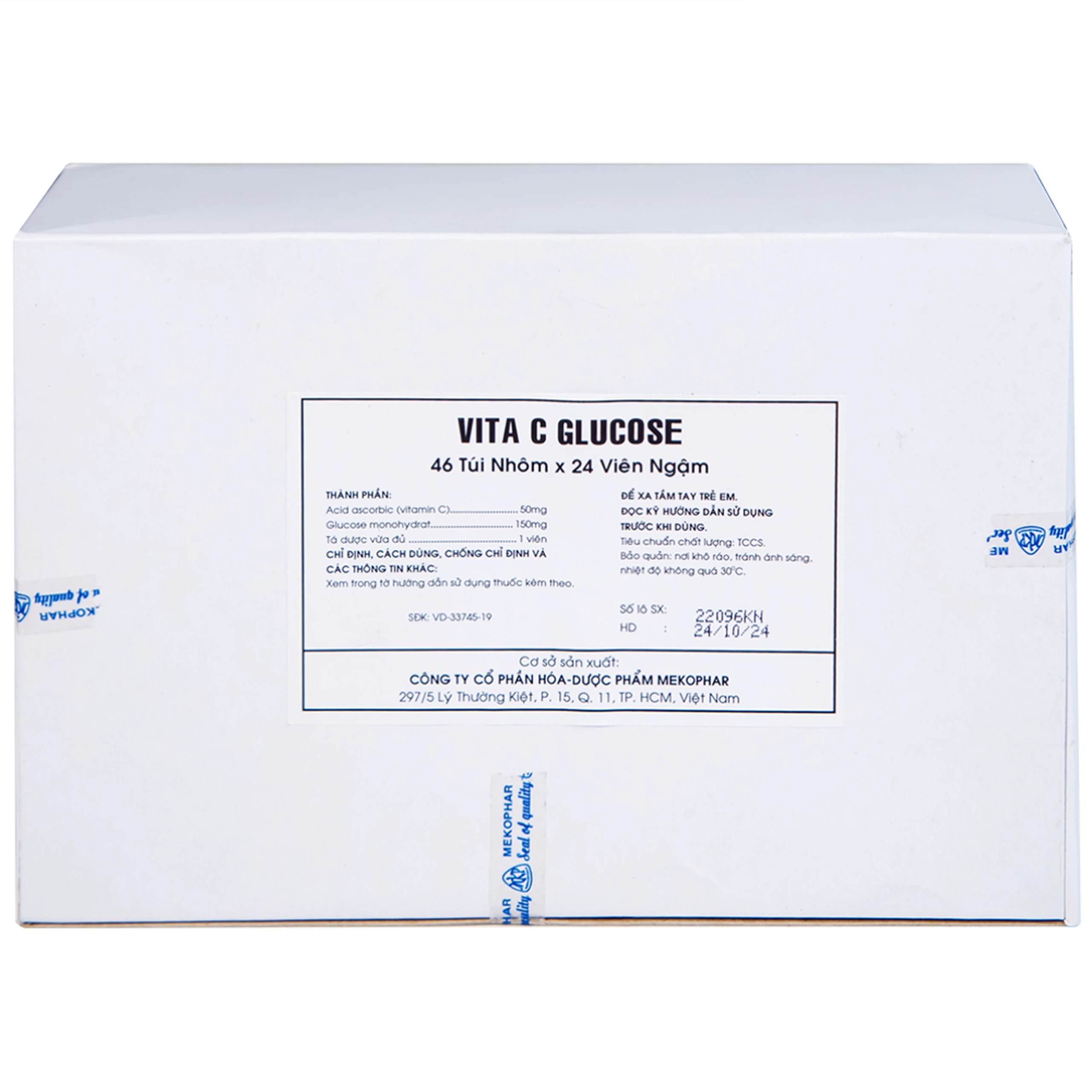 Viên ngậm Vita C Glucose Mekophar bổ sung Vitamin C (46 túi nhôm x 24 viên)