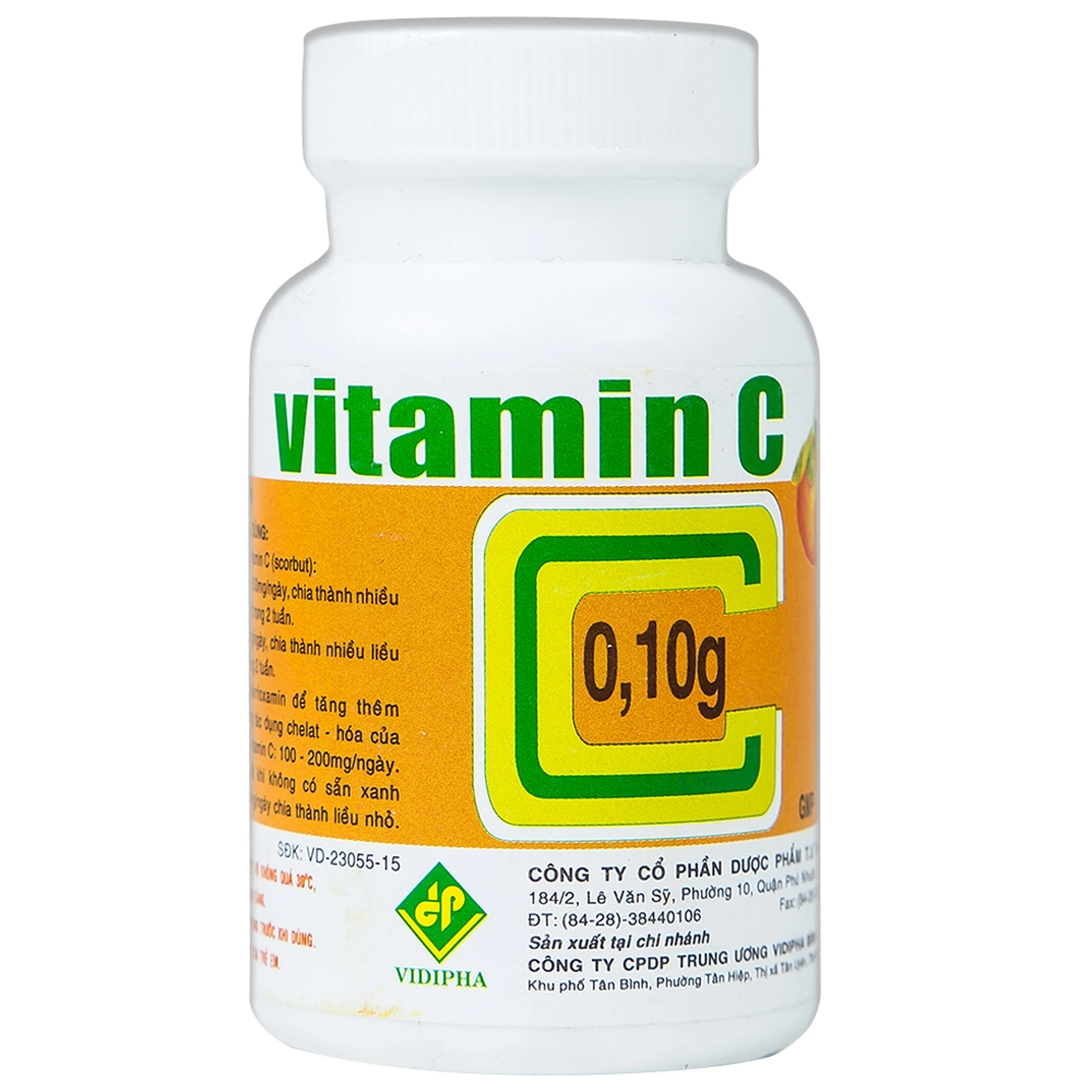 Thuốc Vitamin C 0,10g Vidipha điều trị bệnh thiếu Vitamin C (200 viên)
