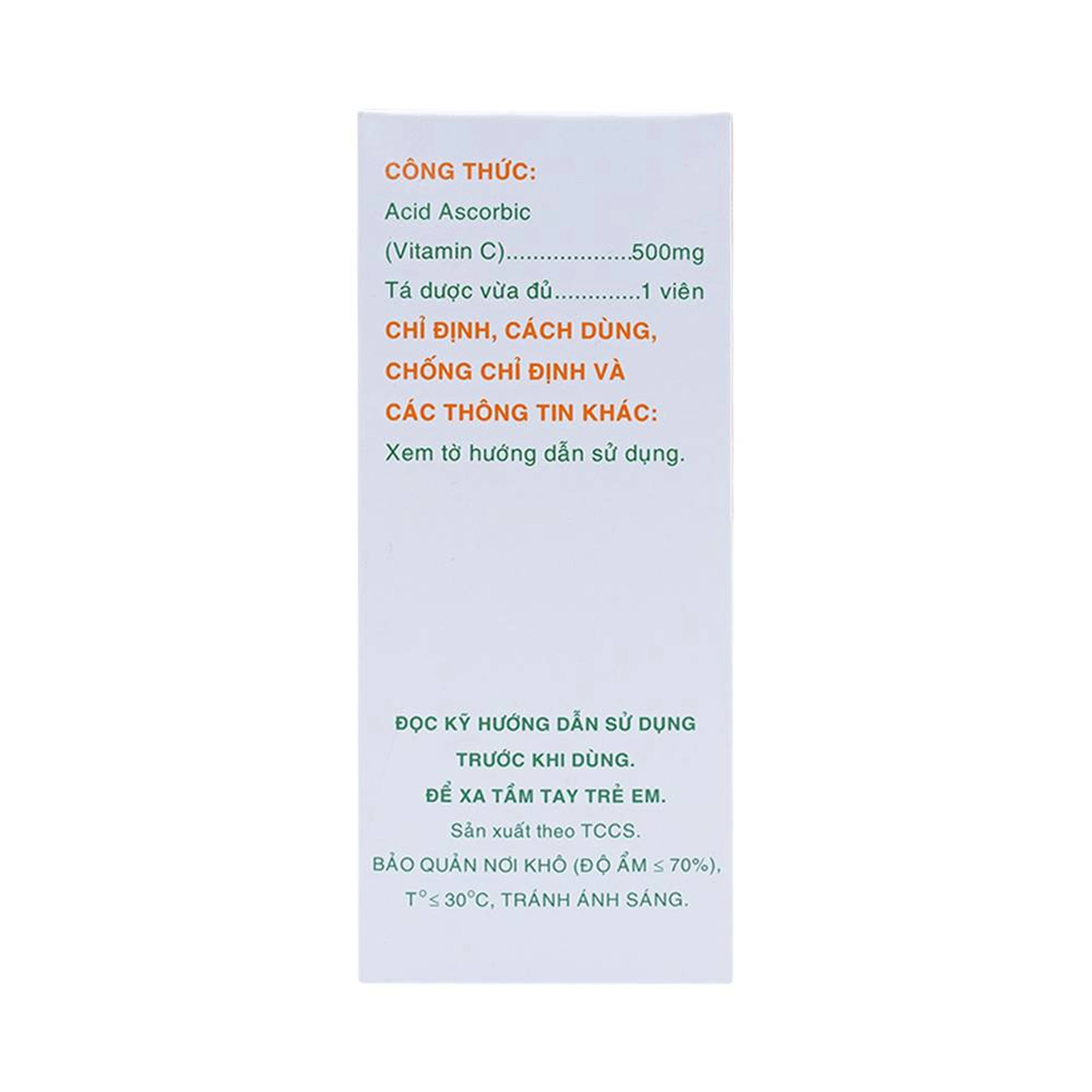 Thuốc Vitamin C MKP 500mg Mekophar phòng và điều trị bệnh Scorbut (20 vỉ x 10 viên)