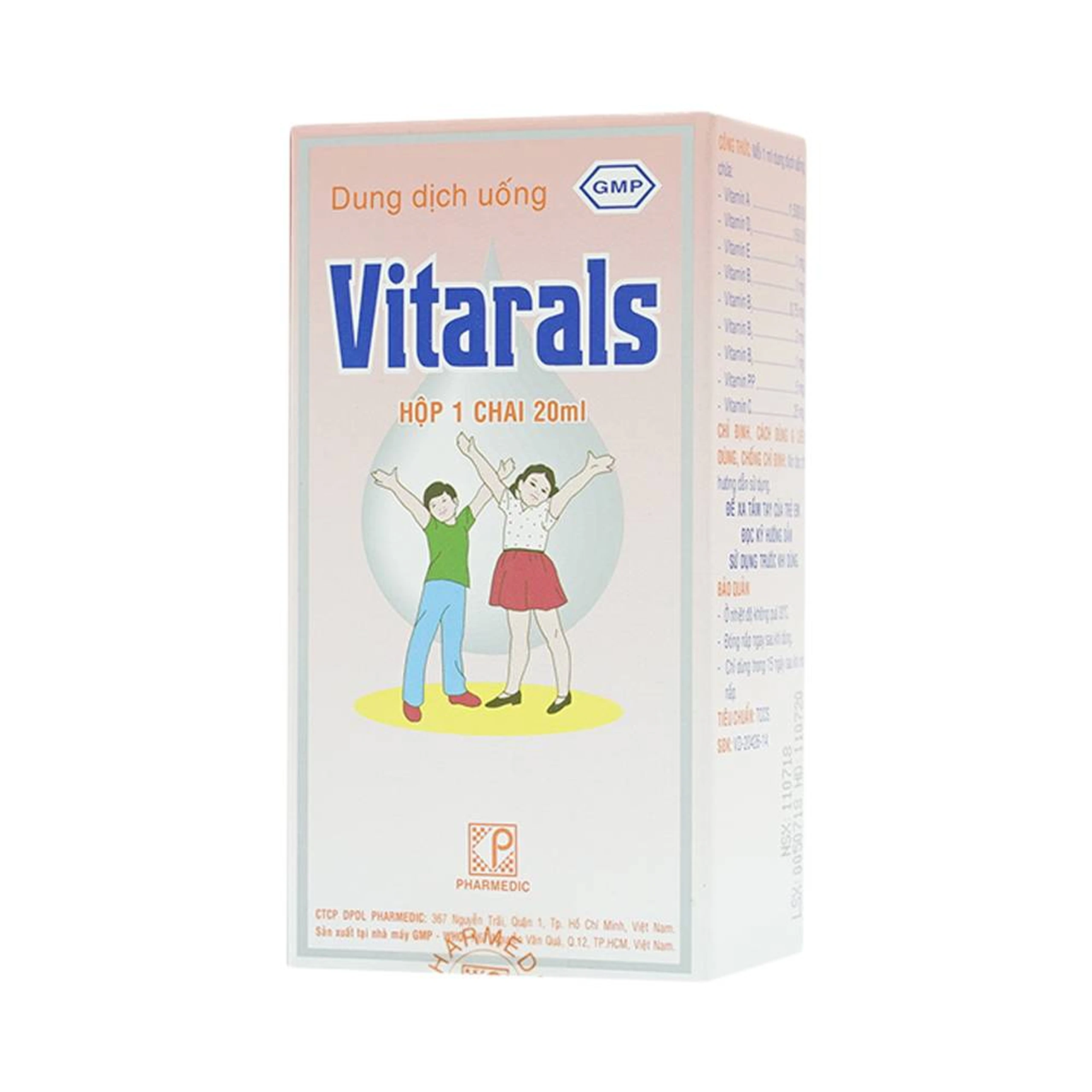 Dung dịch uống Vitarals Pharmedic phòng ngừa và điều chỉnh tình trạng thiếu hụt Vitamin (20ml)