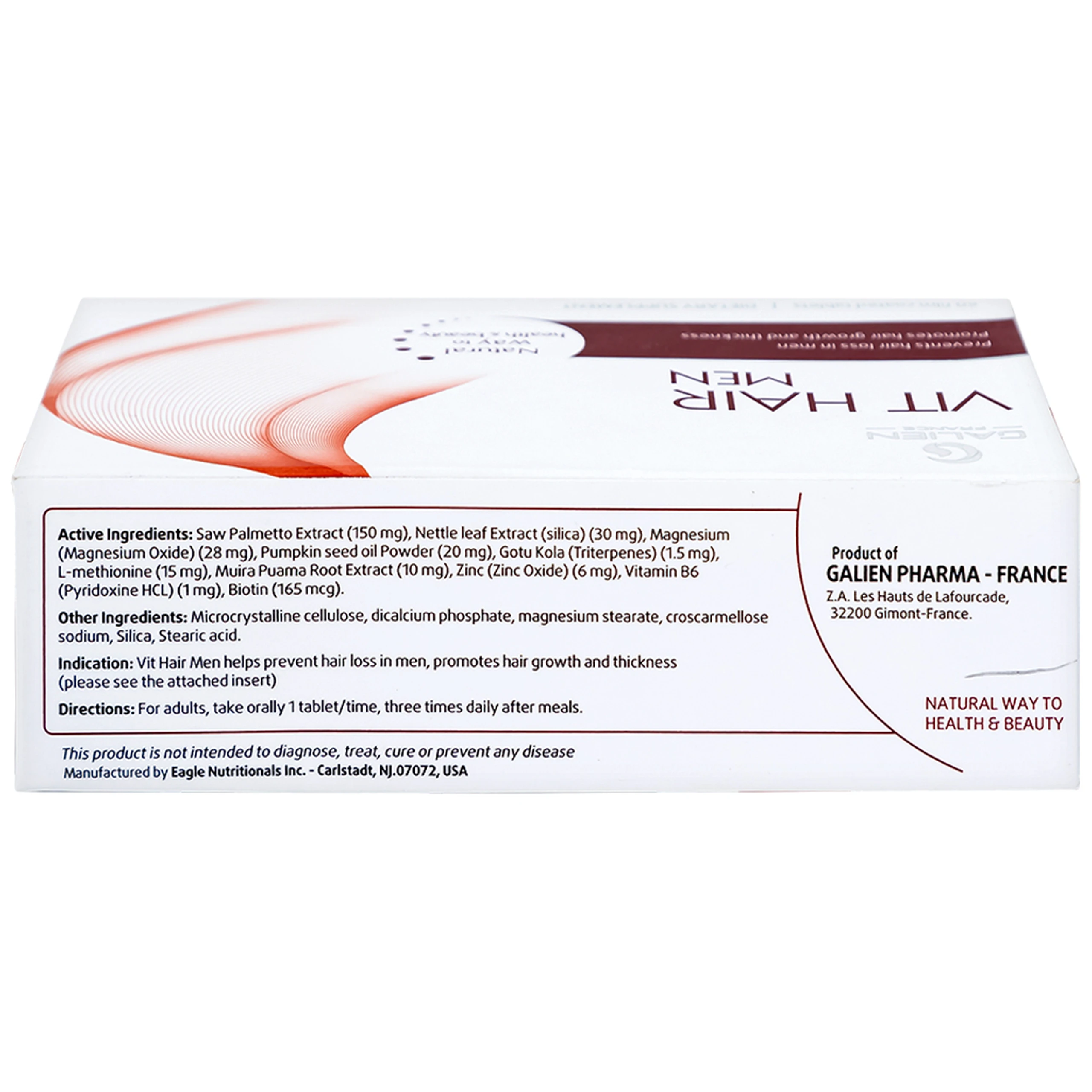 Viên uống hỗ trợ ngăn rụng tóc dành cho nam giới Vit Hair Men Galien (4 vỉ x 15 viên)