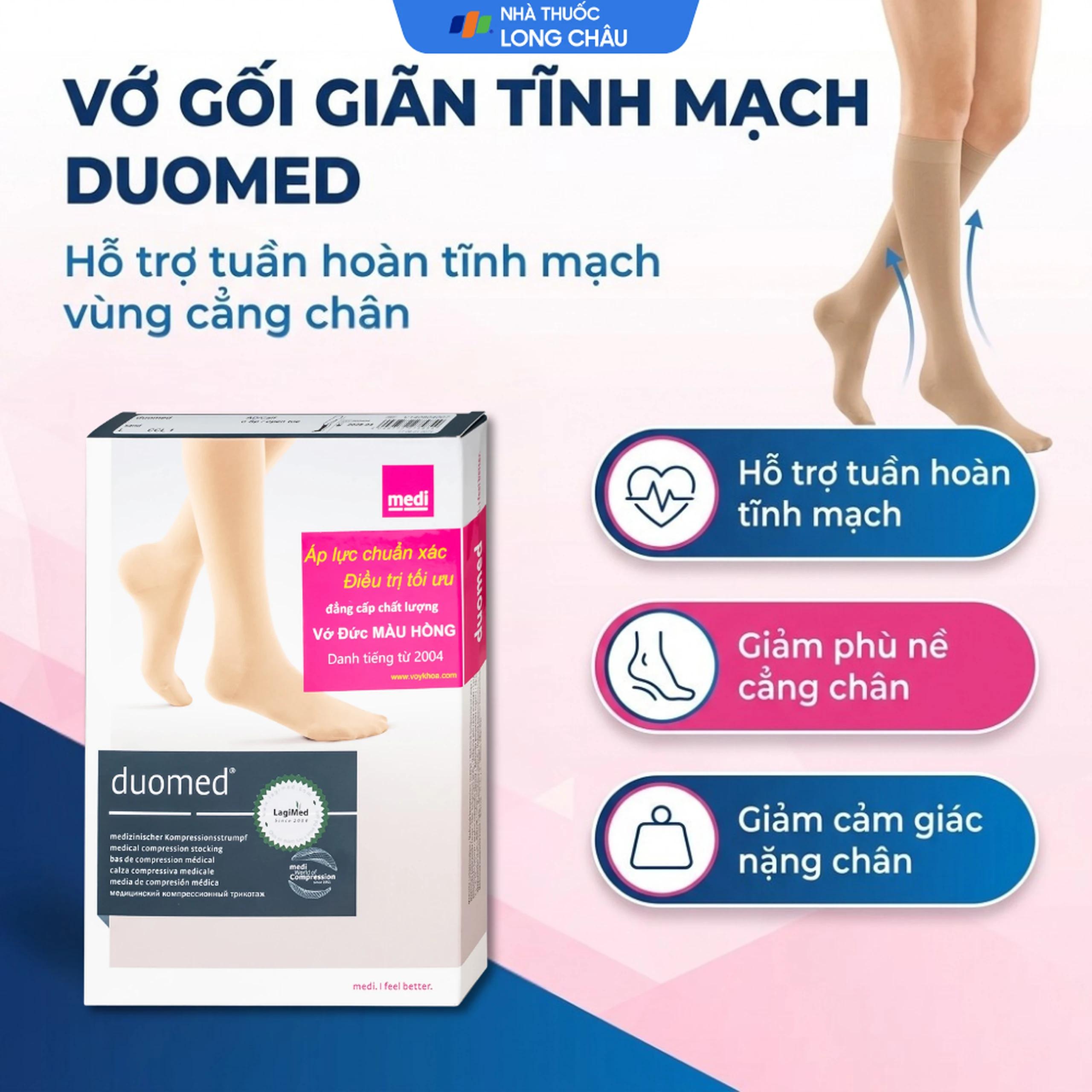 Vớ gối giãn tĩnh mạch Duomed size L 2