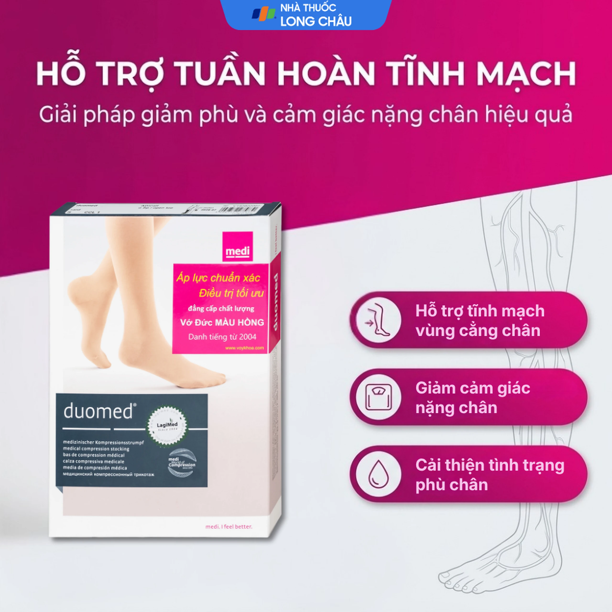 Vớ gối giãn tĩnh mạch Duomed size S 2