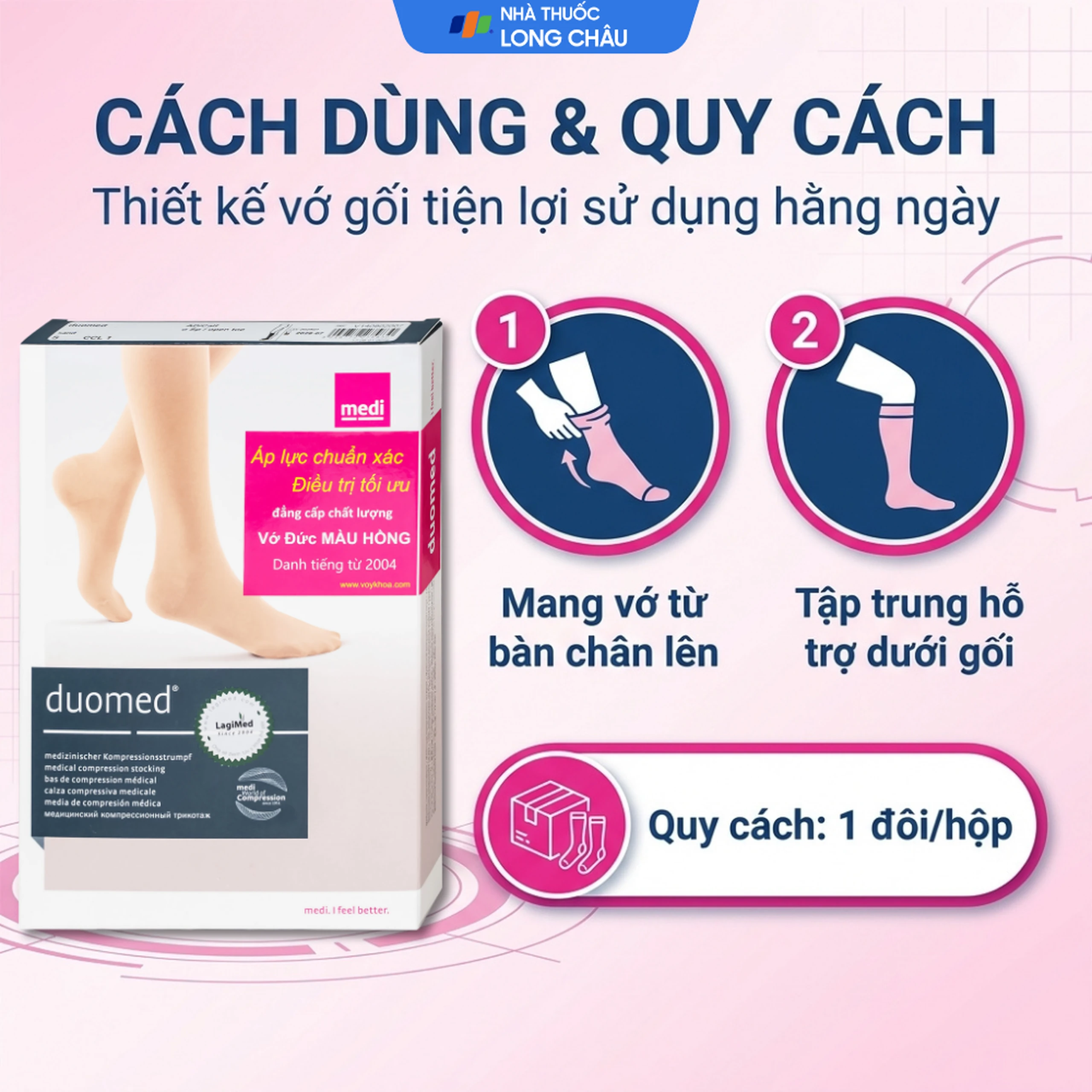 Vớ gối giãn tĩnh mạch Duomed size S 5