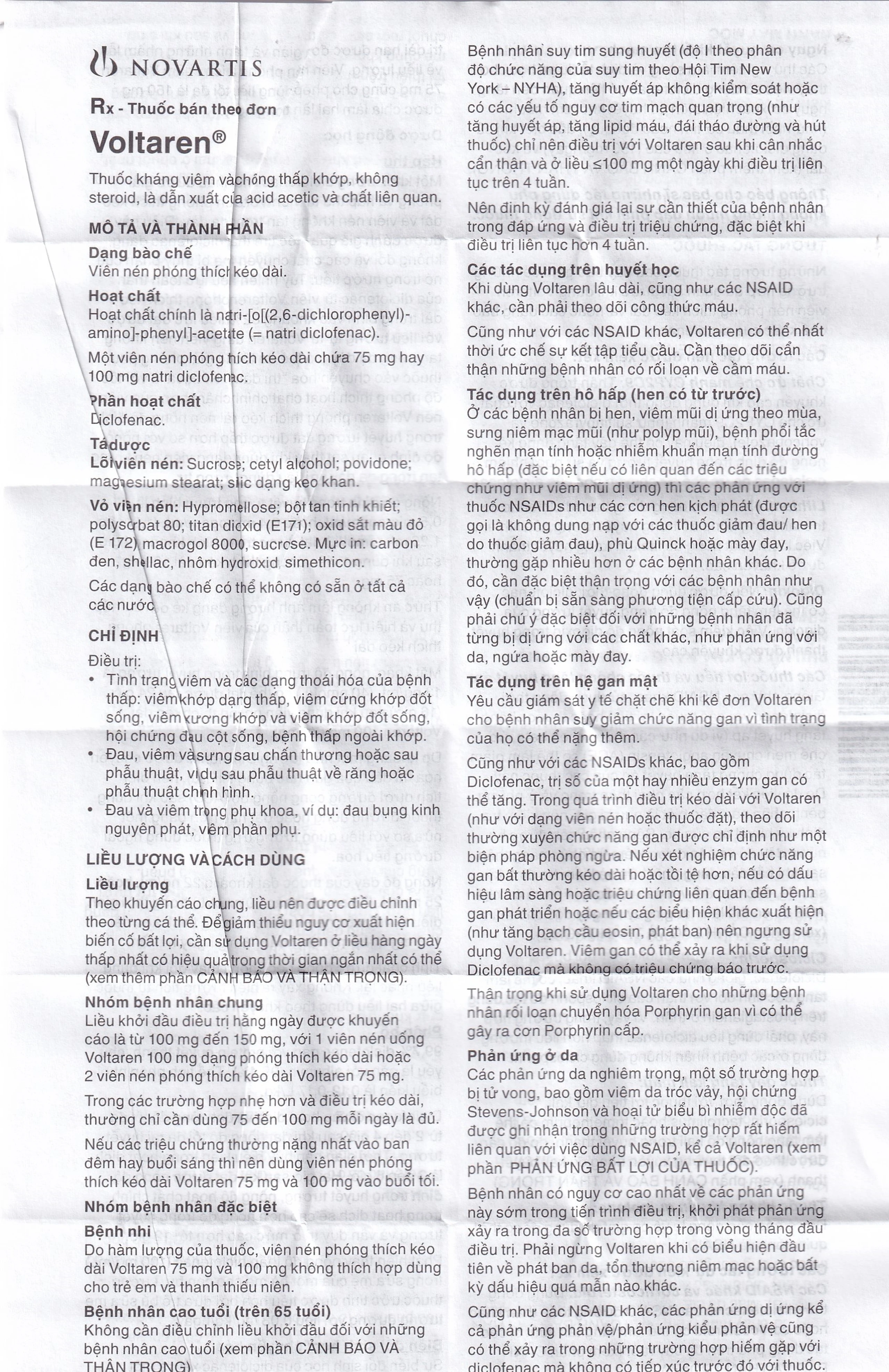 Thuốc Voltaren SR 75mg Novartis điều trị viêm và thoái hóa của bệnh thấp khớp (10 vỉ x 10 viên)