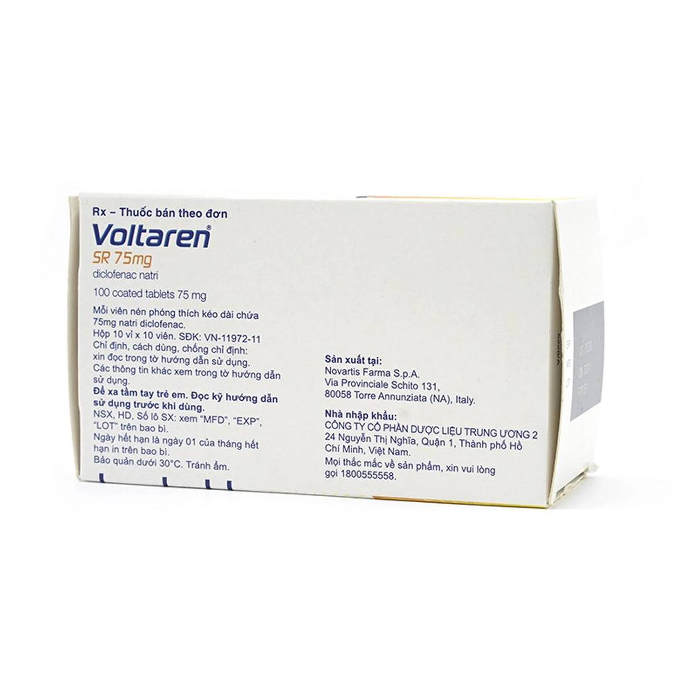 Thuốc Voltaren SR 75mg Novartis điều trị viêm và thoái hóa của bệnh thấp khớp (10 vỉ x 10 viên)