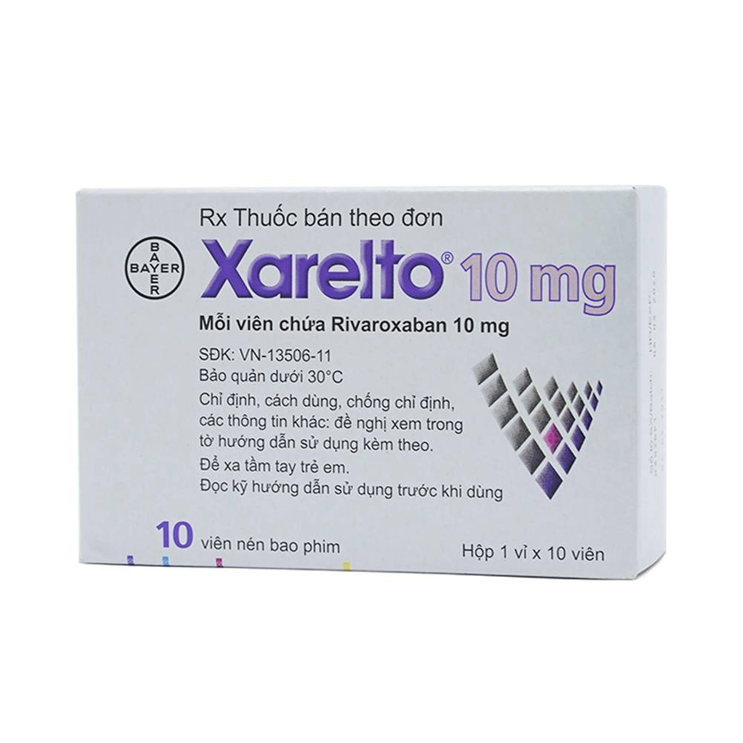 Thuốc Xarelto 10mg Bayer phòng ngừa thuyên tắc huyết khối tĩnh mạch (1 vỉ x 10 viên)