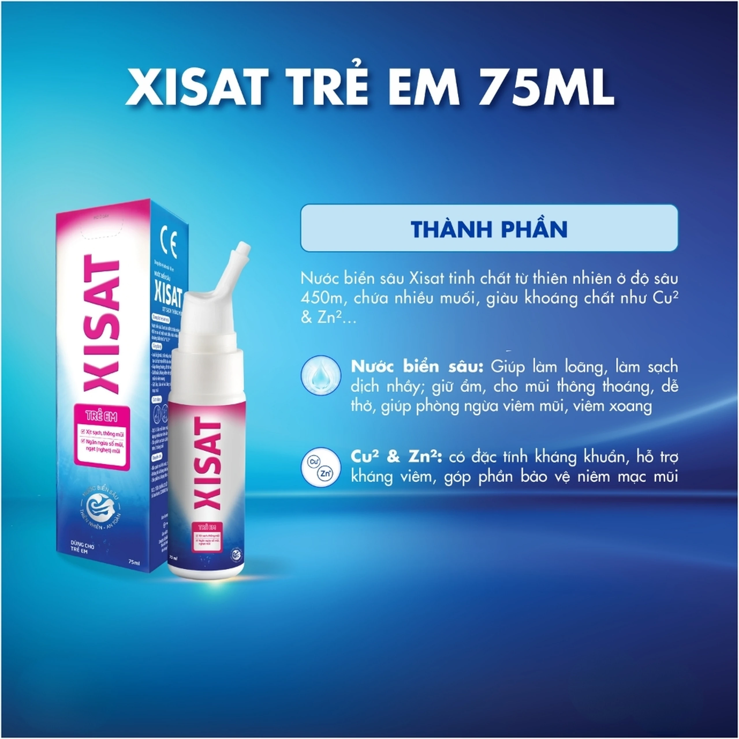Xịt mũi Xisat trẻ em 75ml làm sạch thông mũi 4