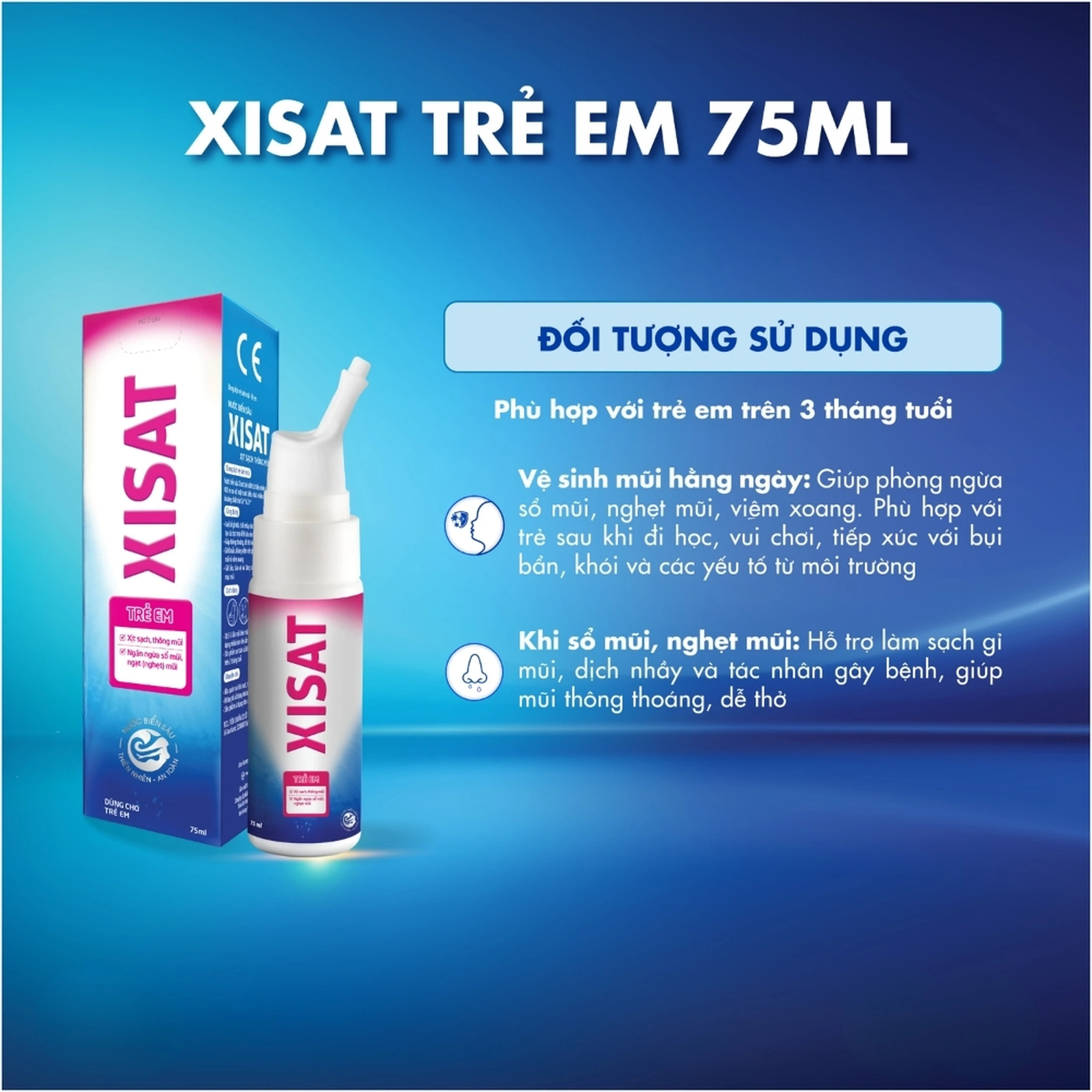Xịt mũi Xisat trẻ em 75ml làm sạch thông mũi 5