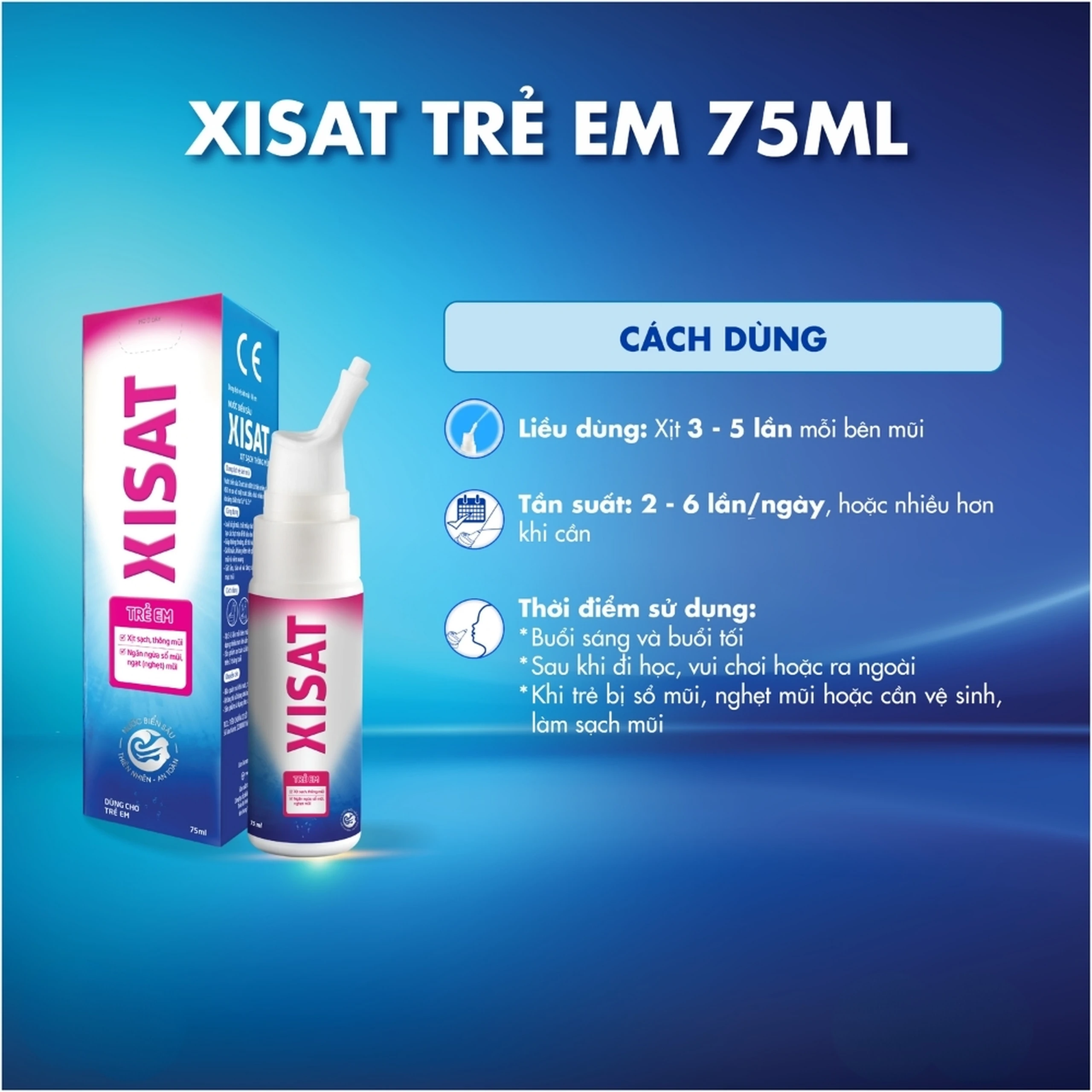 Xịt mũi Xisat trẻ em 75ml làm sạch thông mũi 6