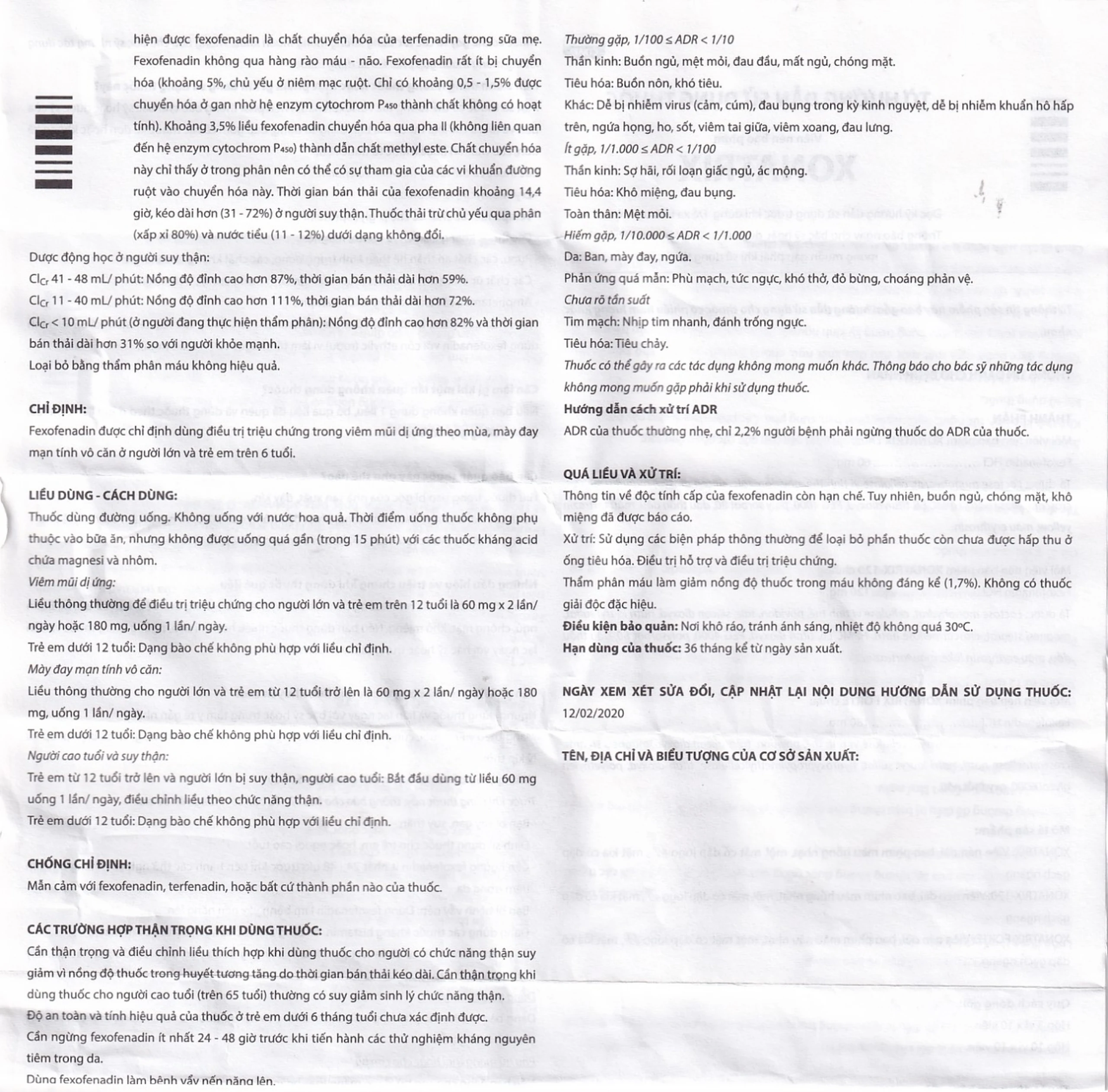 Thuốc Xonatrix Forte 180mg DaviPharm điều trị triệu chứng viêm mũi dị ứng theo mùa (10 vỉ x 10 viên) 