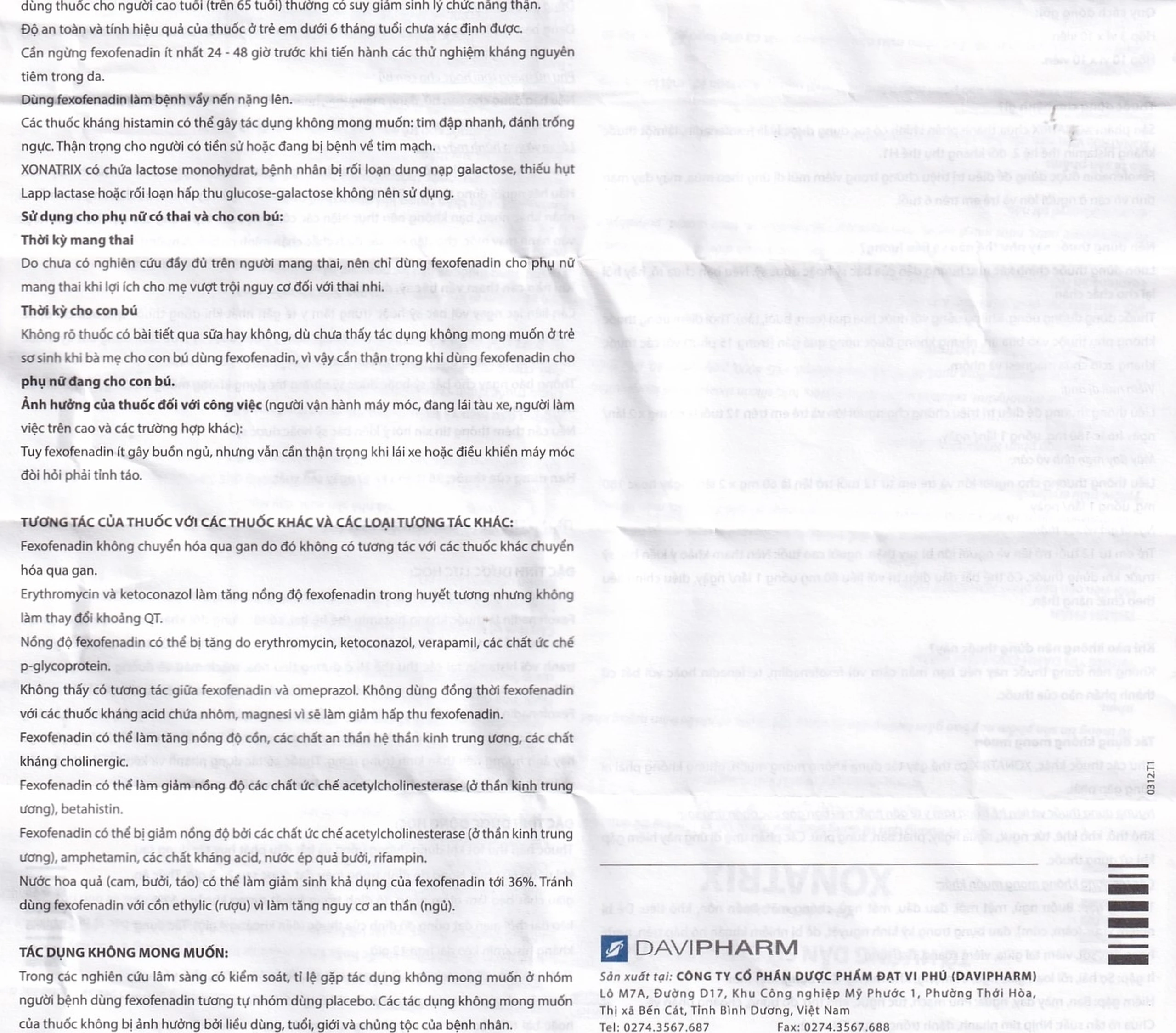 Thuốc Xonatrix Forte 180mg DaviPharm điều trị triệu chứng viêm mũi dị ứng theo mùa (10 vỉ x 10 viên) 