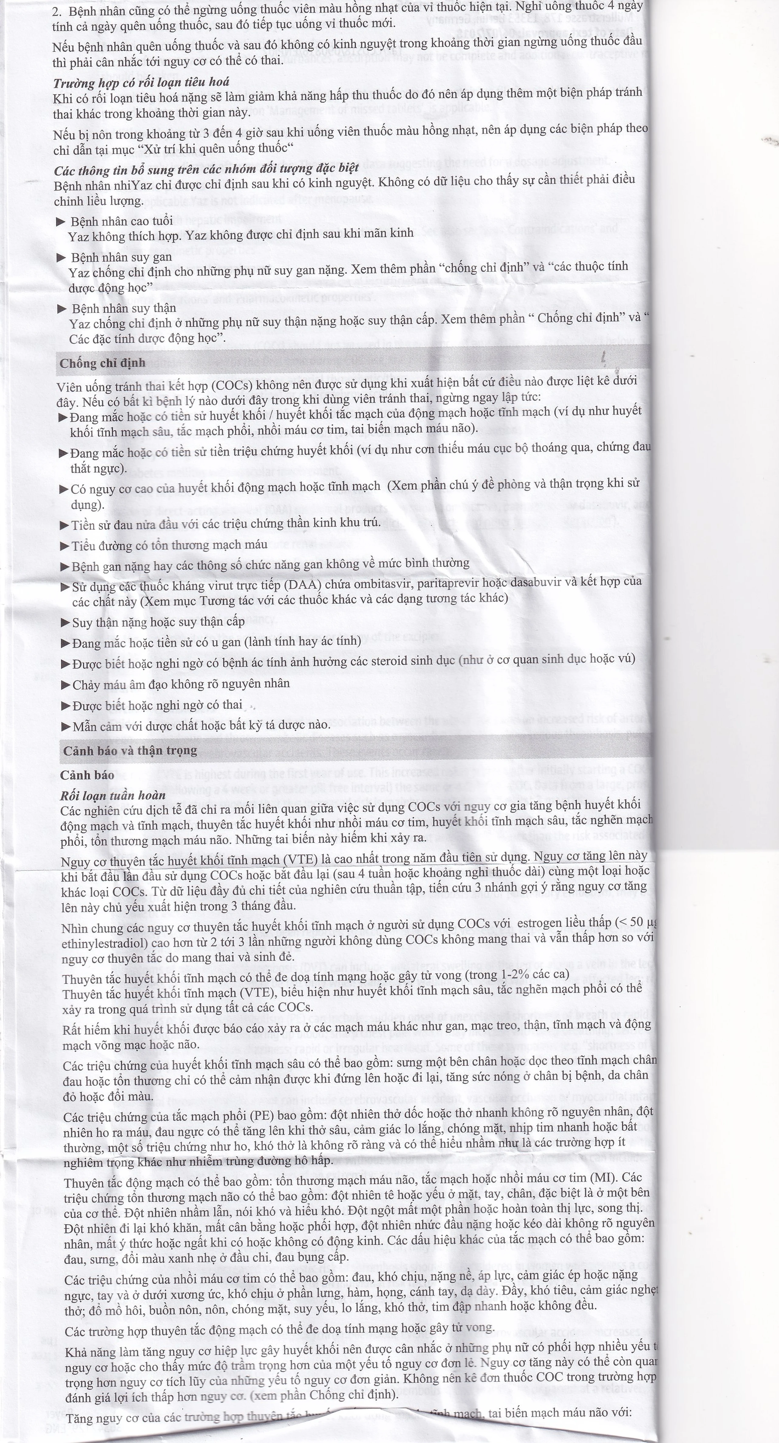 Thuốc Yaz Bayer dùng tránh thai, điều trị mụn trứng cá (1 vỉ x 28 viên)