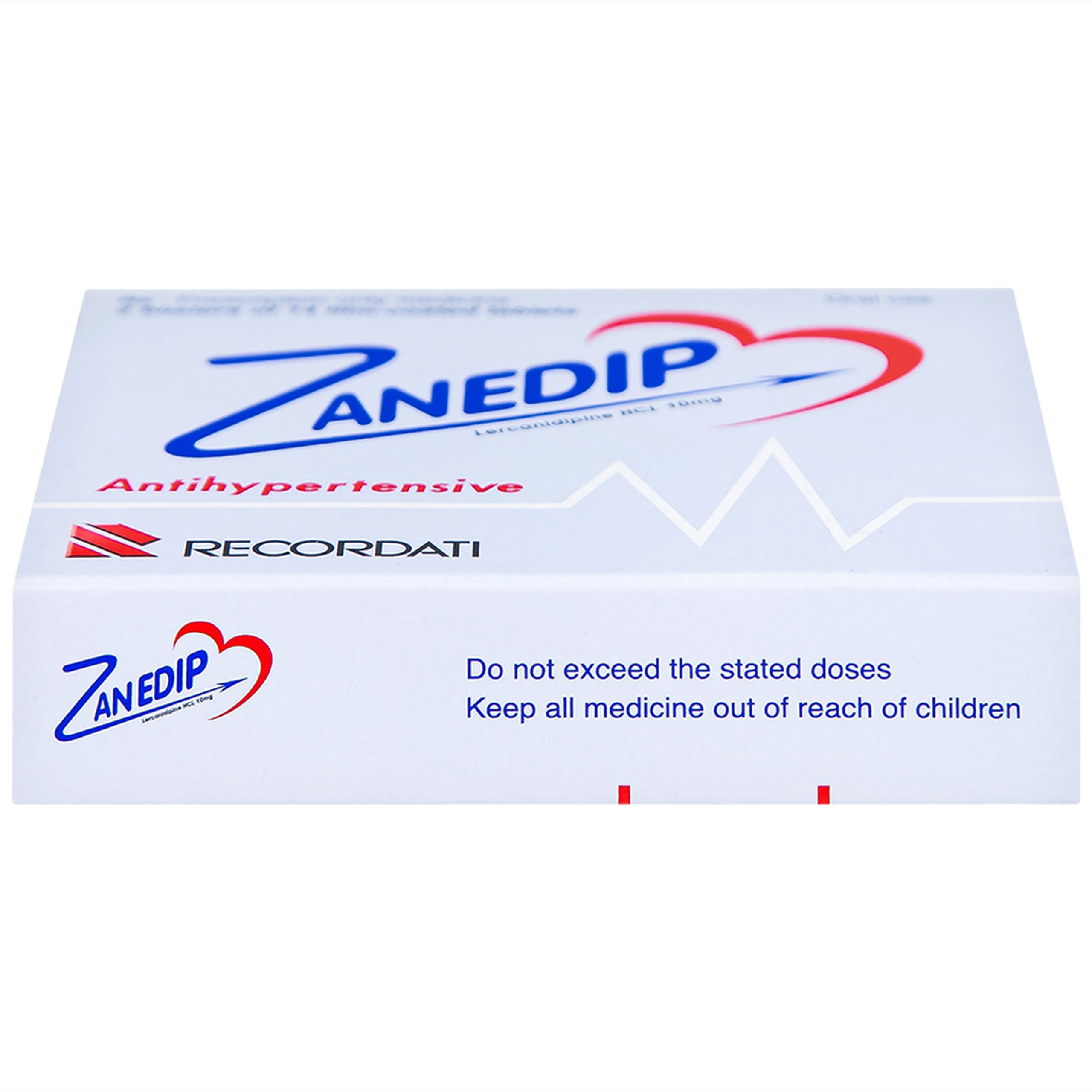 Thuốc Zanedip 10mg Recordati điều trị tăng huyết áp vô căn (2 vỉ x 14 viên)