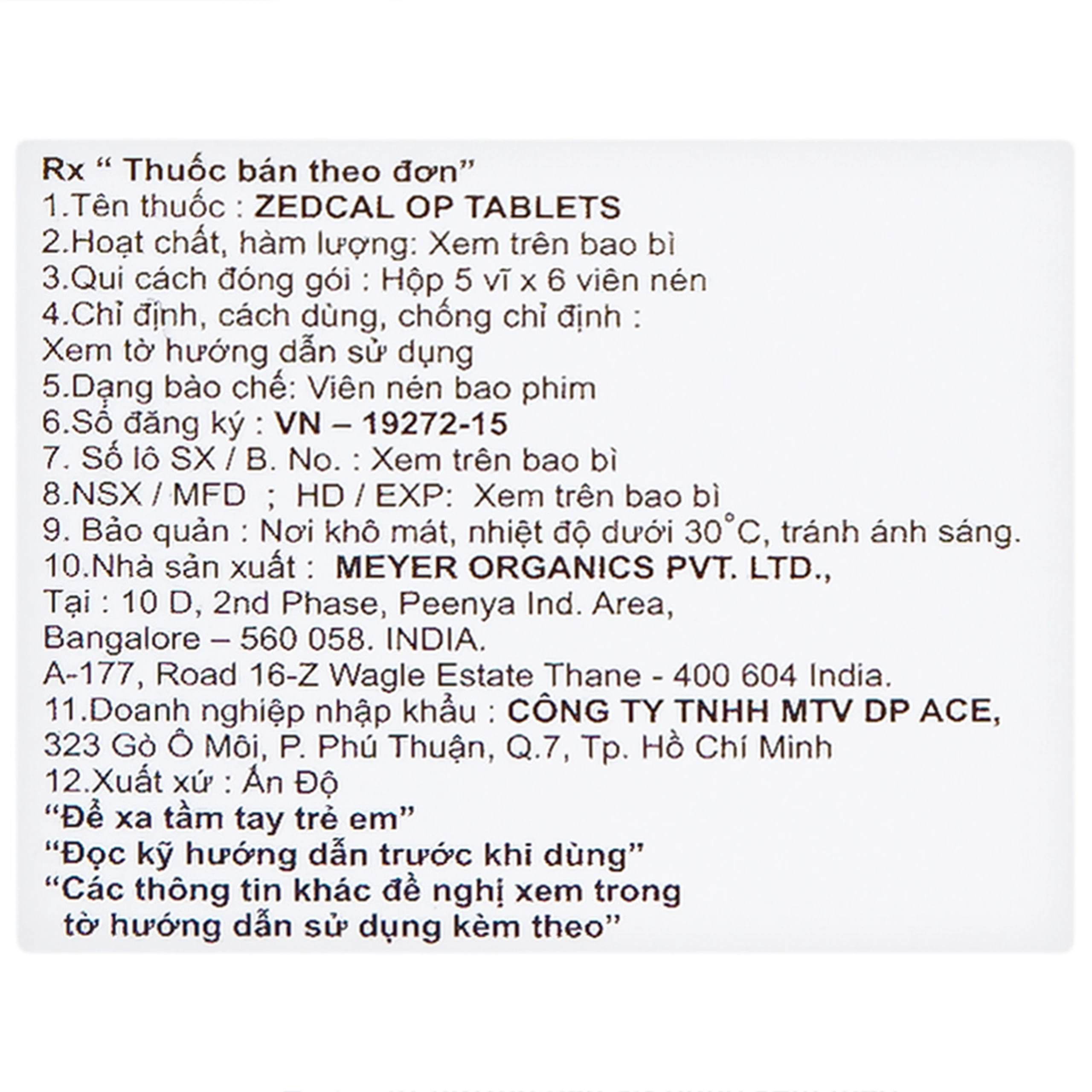 Thuốc Zedcal-OP Meyer điều trị loãng xương (5 vỉ x 6 viên)