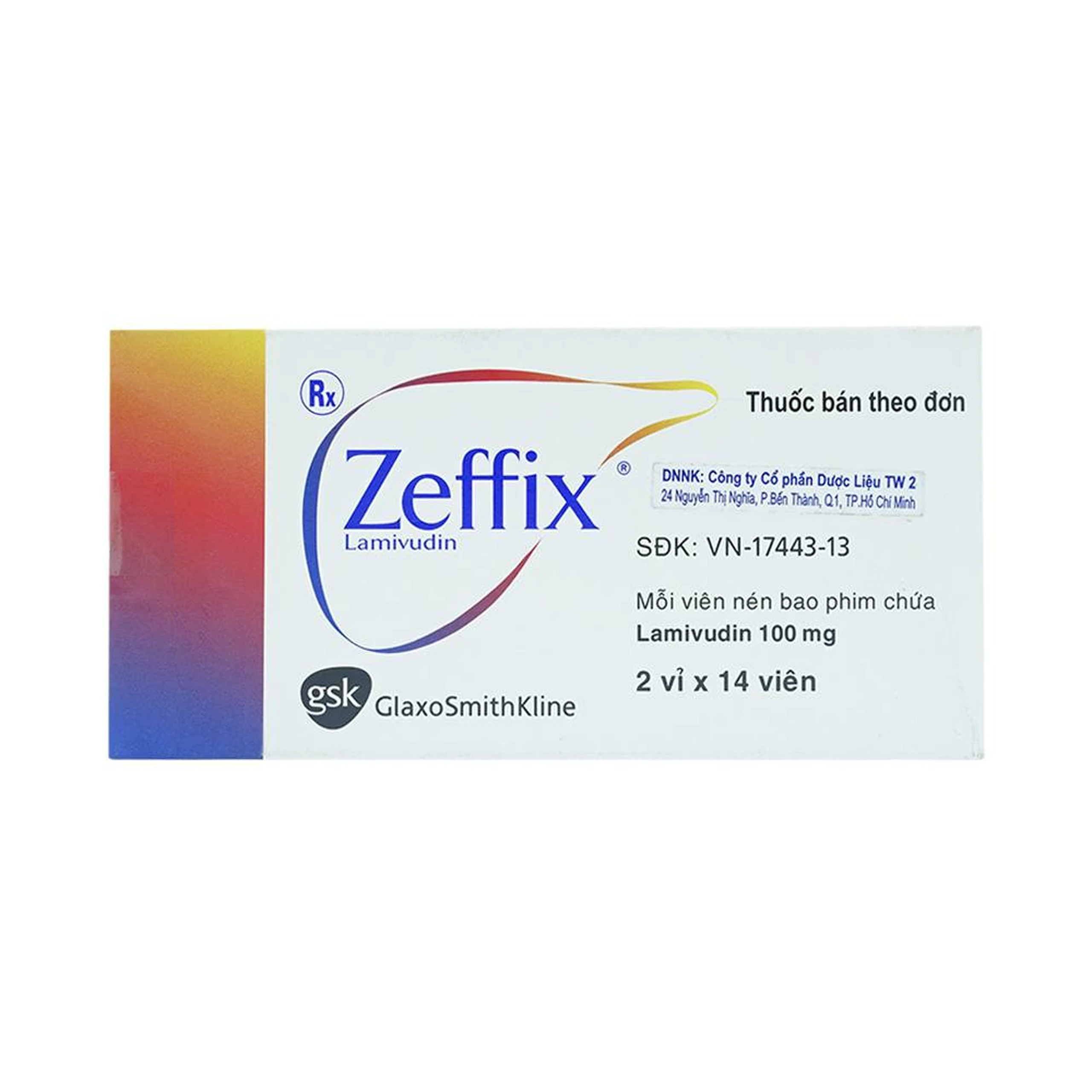 Thuốc Zeffix GSK điều trị viêm gan B mạn tính (2 vỉ x 14 viên)