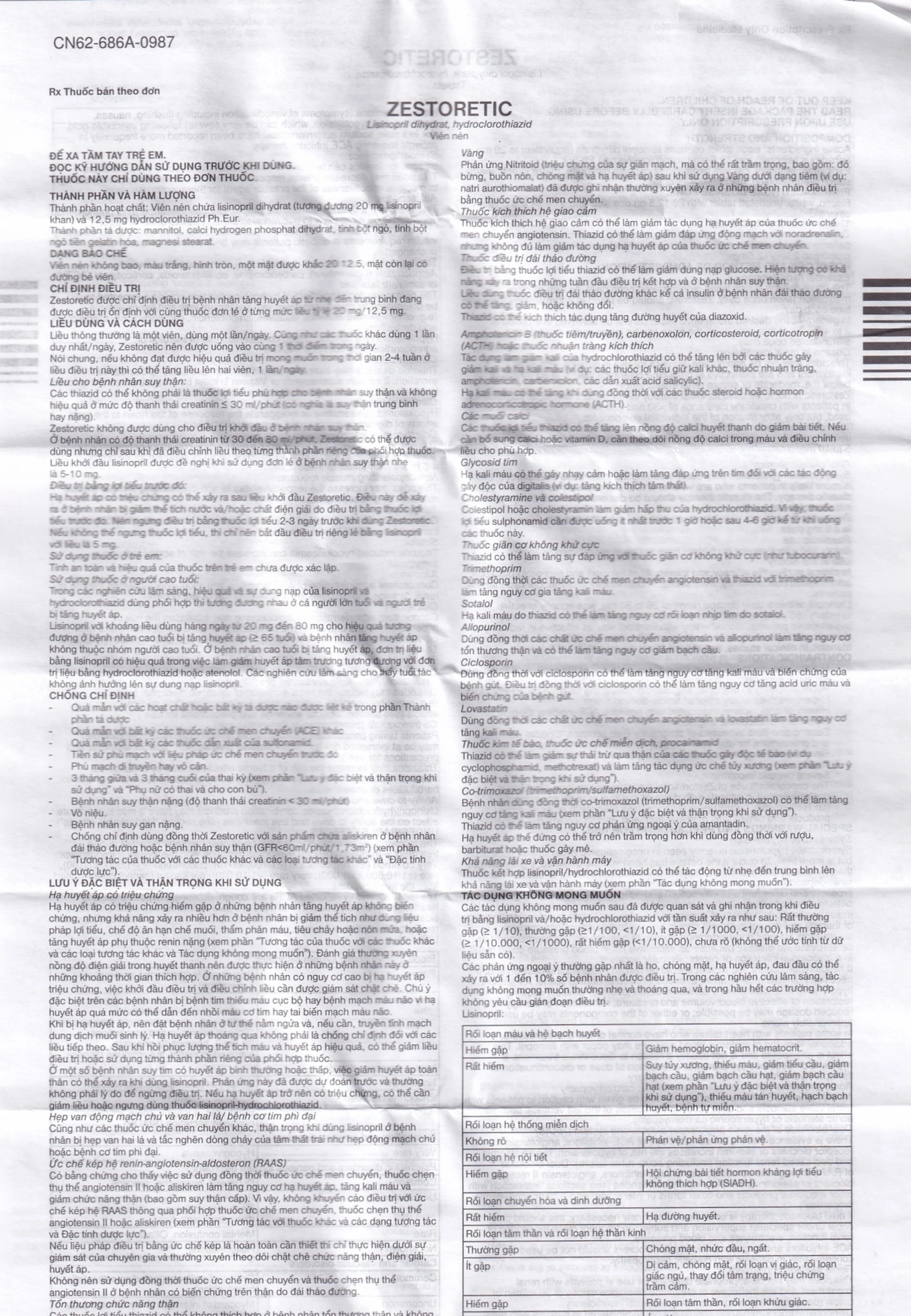 Thuốc Zestoretic-20 AstraZeneca điều trị tăng huyết áp nguyên phát (2 vỉ x 14 viên)