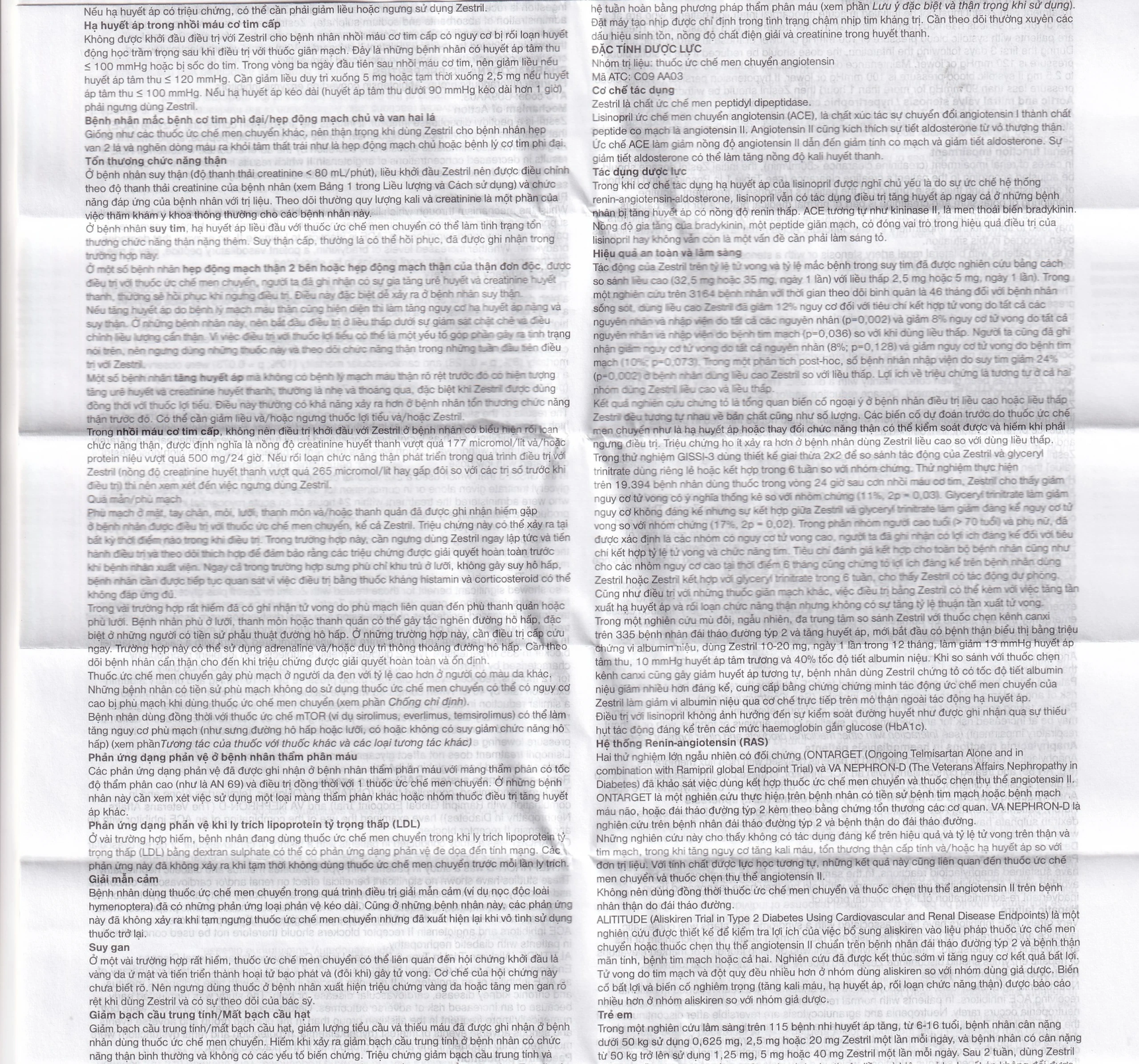 Thuốc Zestril 10mg AstraZeneca điều trị tăng huyết áp, suy tim (2 vỉ x 14 viên)