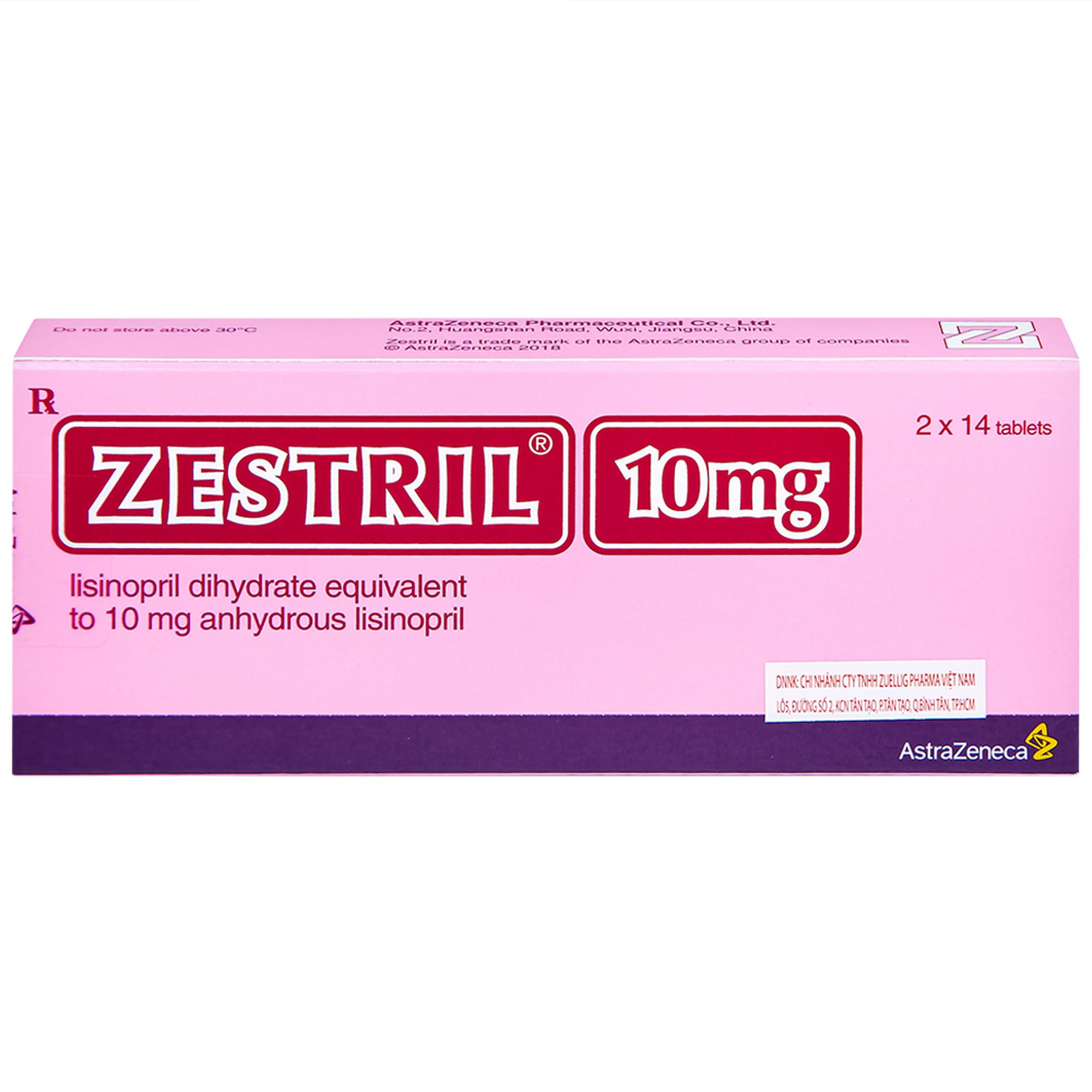 Thuốc Zestril 10mg AstraZeneca điều trị tăng huyết áp, suy tim (2 vỉ x 14 viên)