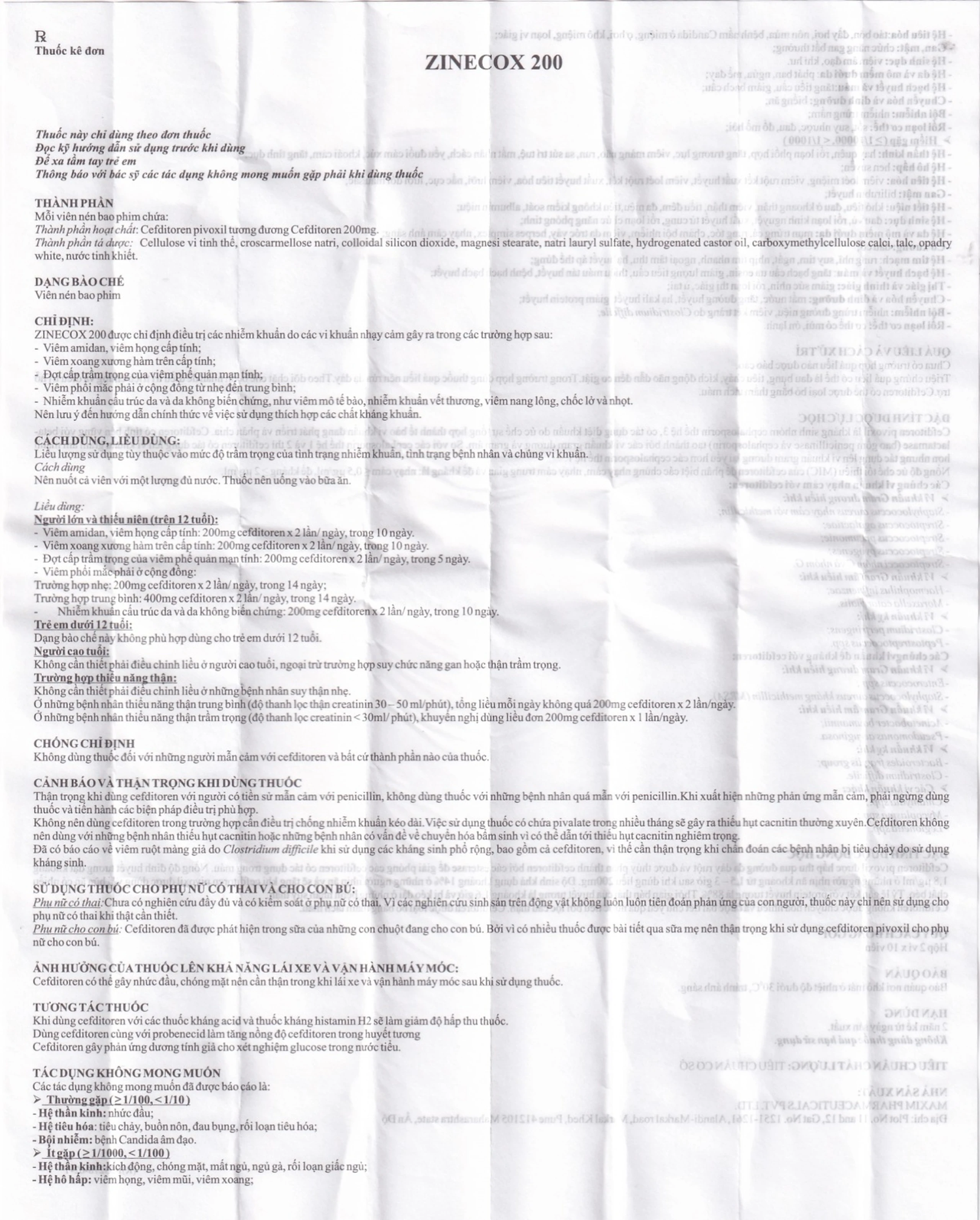 Thuốc Zinecox 200 Maxim điều trị viêm amidan, viêm họng cấp (2 vỉ x 10 viên)