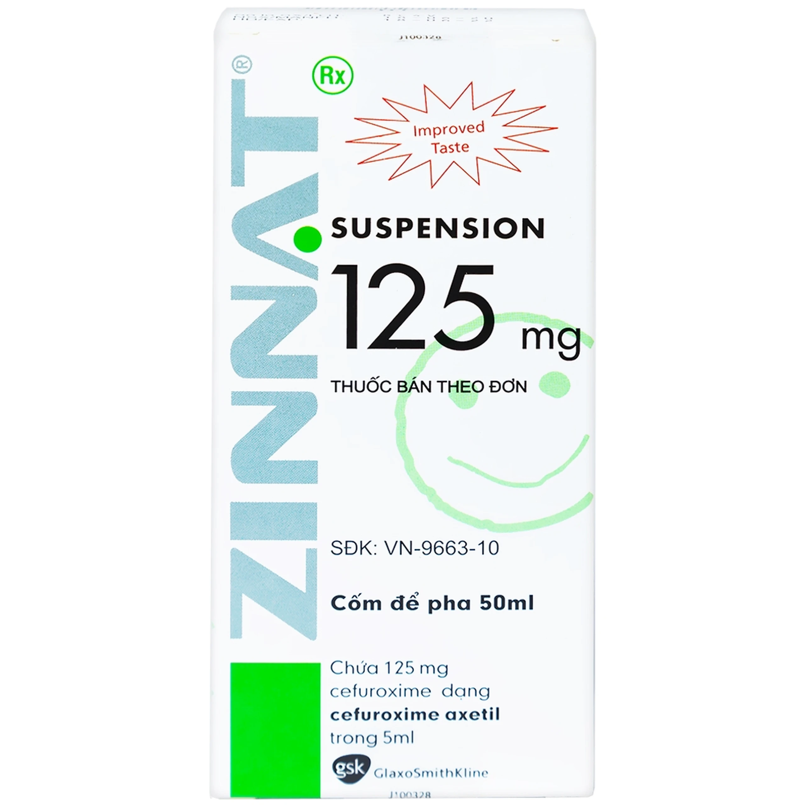Cốm pha Zinnat Suspension 125mg GSK điều trị các chứng nhiễm khuẩn (50ml) 