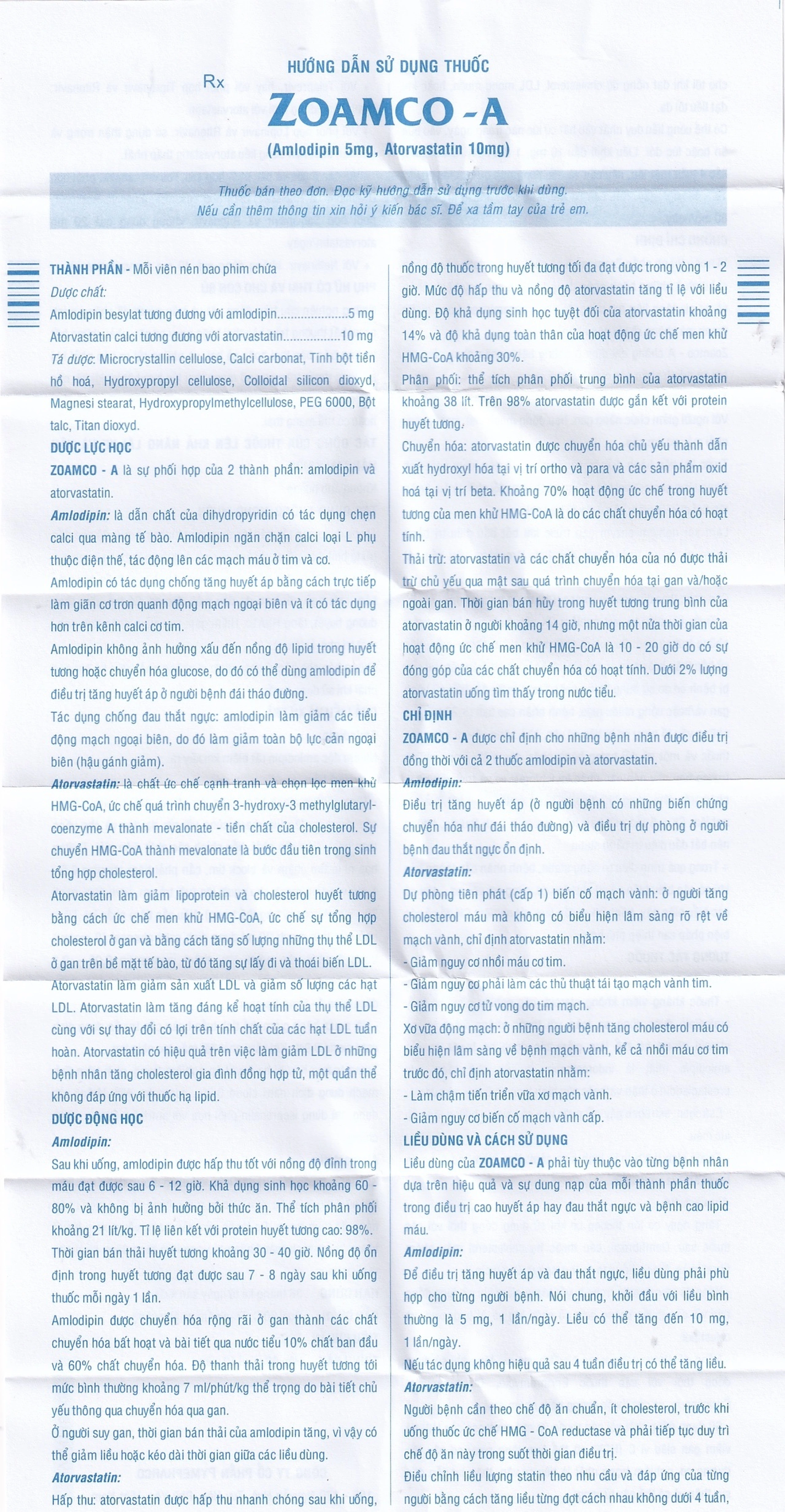 Thuốc Zoamco-A Pymepharco điều trị tăng huyết áp (2 vỉ x 10 viên)