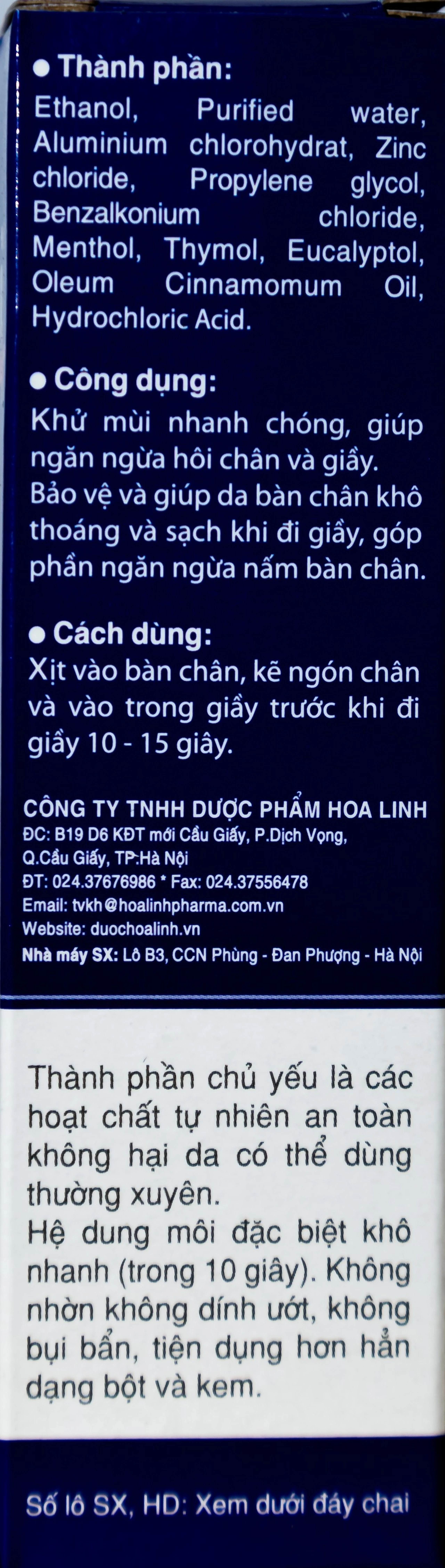 Xịt khử mùi Zuchi Hoa Linh giữ chân khô thoáng, sạch mùi (50ml)