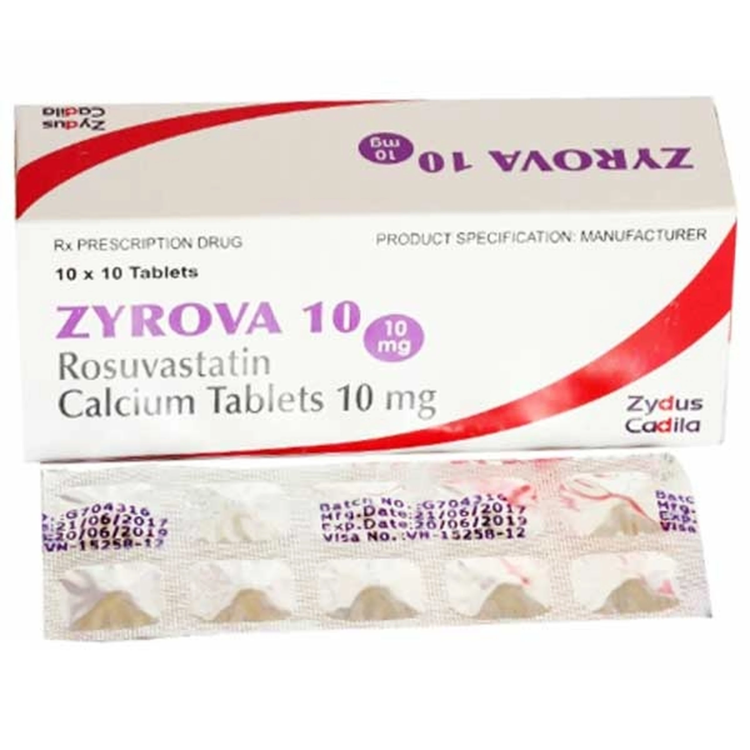 Thuốc Zyrova 10 Zydus Cadila điều trị Cholesterol cao trong máu (10 vỉ x 10 viên)