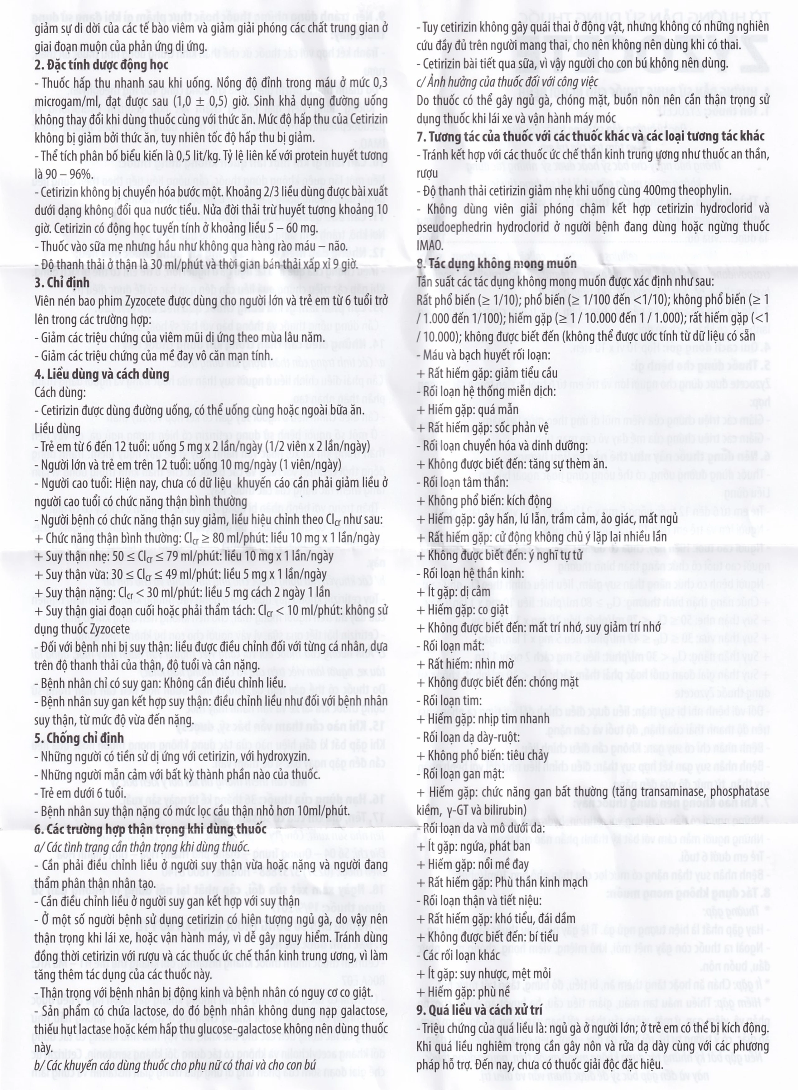 Thuốc Zyzocete Thephaco giảm triệu chứng viêm mũi dị ứng, mày đay (10 vỉ x 10 viên)