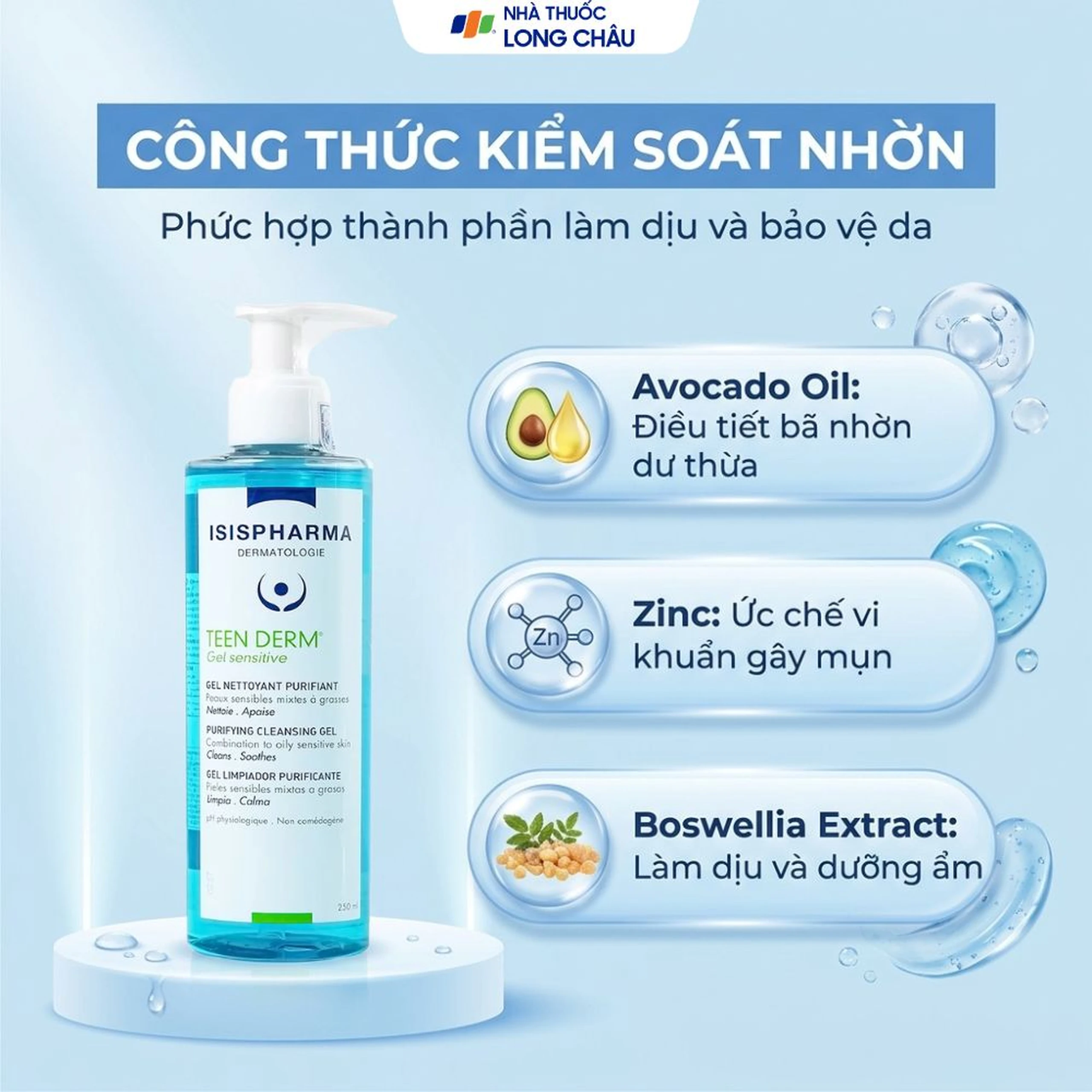 Gel rửa mặt Isis Teen Derm ngăn ngừa mụn, giảm nhờn (250ml) 3
