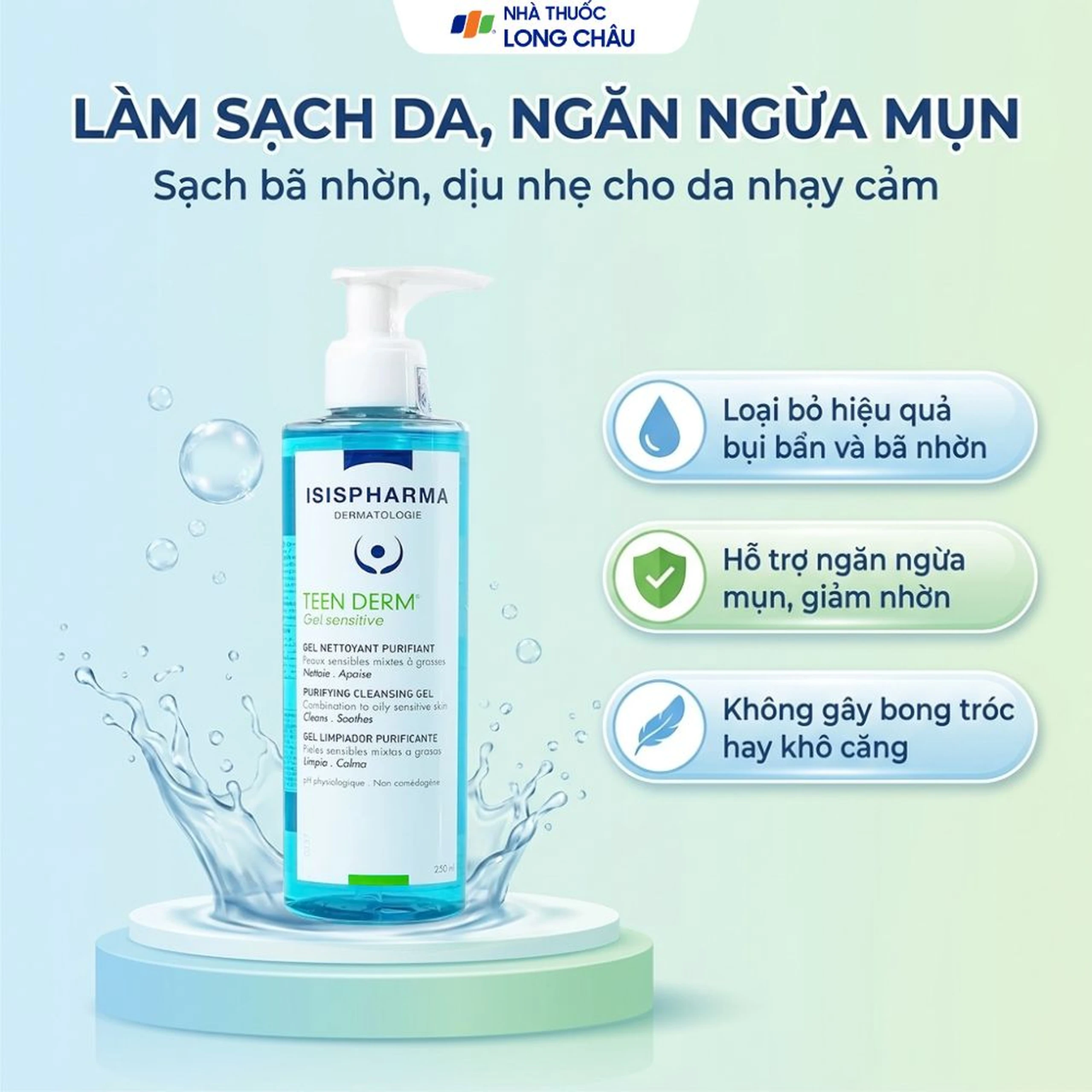 Gel rửa mặt Isis Teen Derm ngăn ngừa mụn, giảm nhờn (250ml) 2
