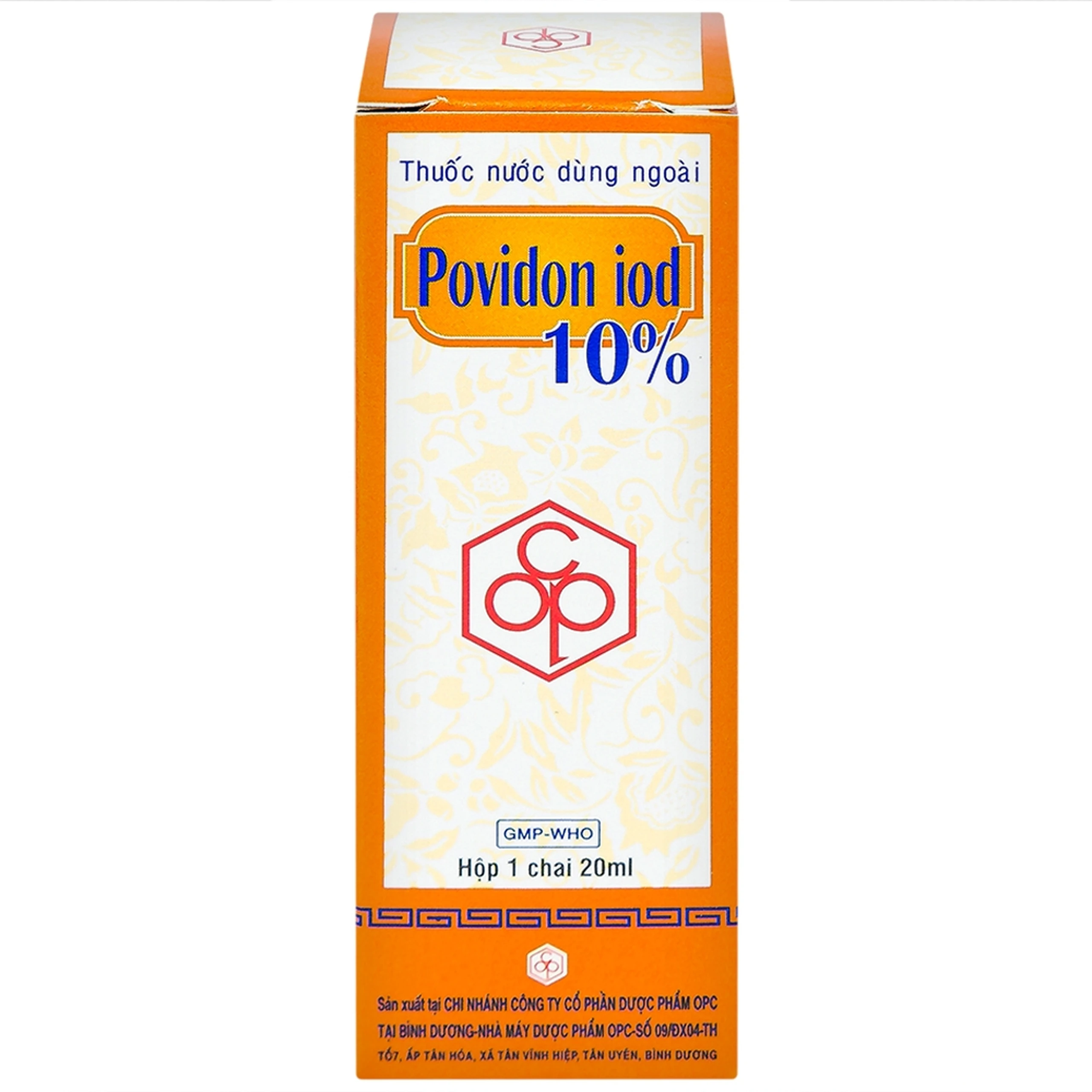 Thuốc nước dùng ngoài Povidon Iod 10% OPC sát khuẩn vết thương ô nhiễm và da (20ml)