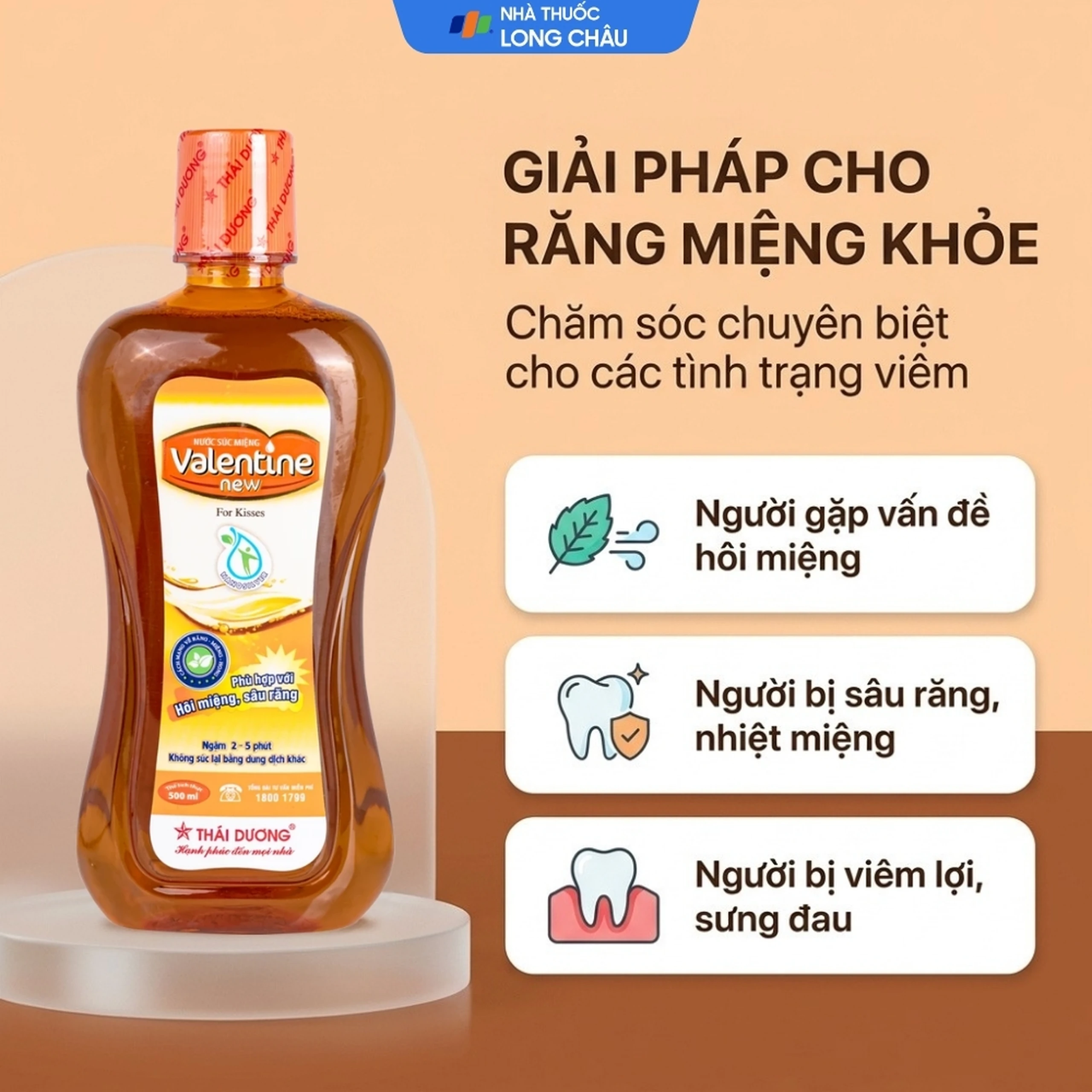 Nước súc miệng Valentine Thái Dương diệt khuẩn, bảo vệ răng miệng (500ml) 4