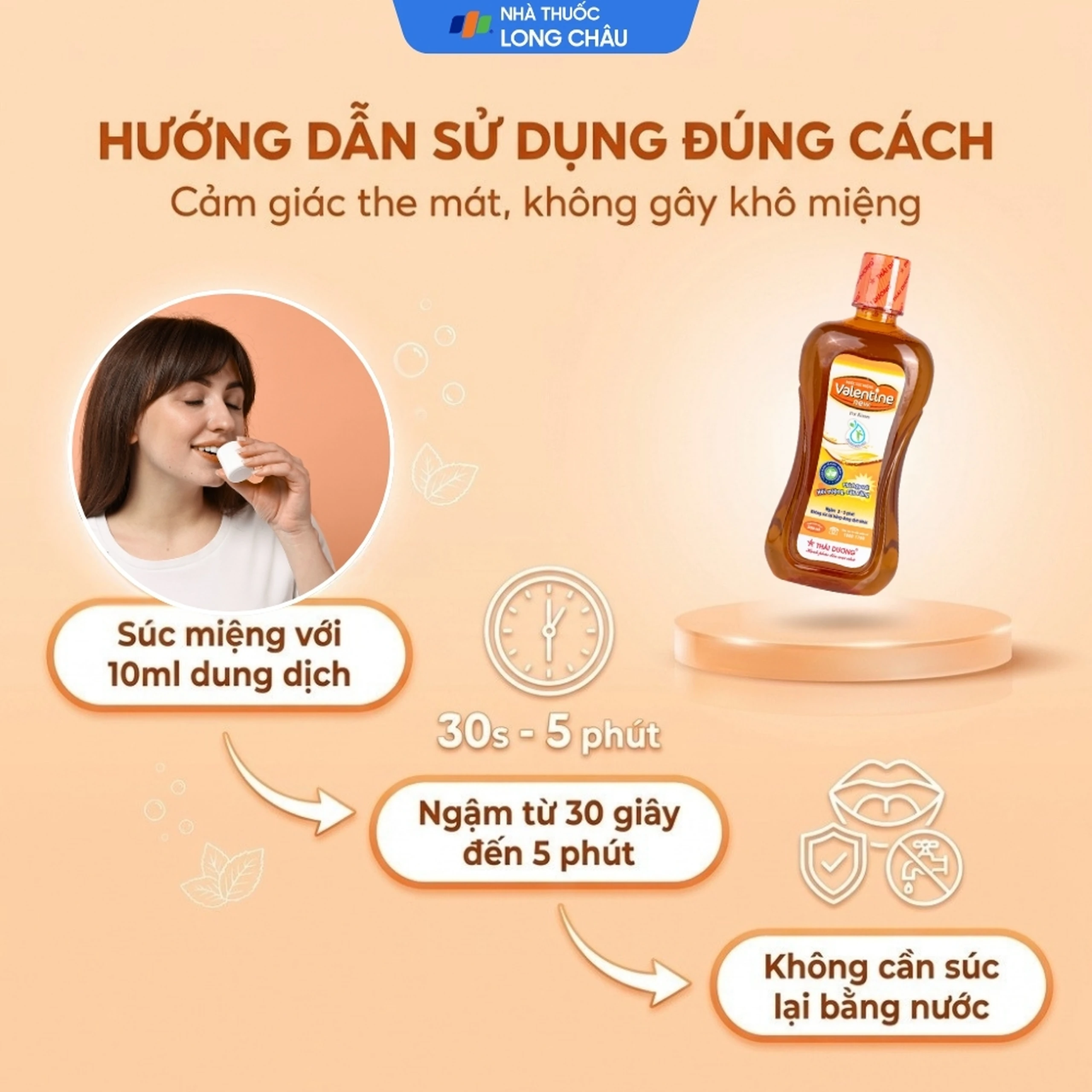 Nước súc miệng Valentine Thái Dương diệt khuẩn, bảo vệ răng miệng (500ml) 5