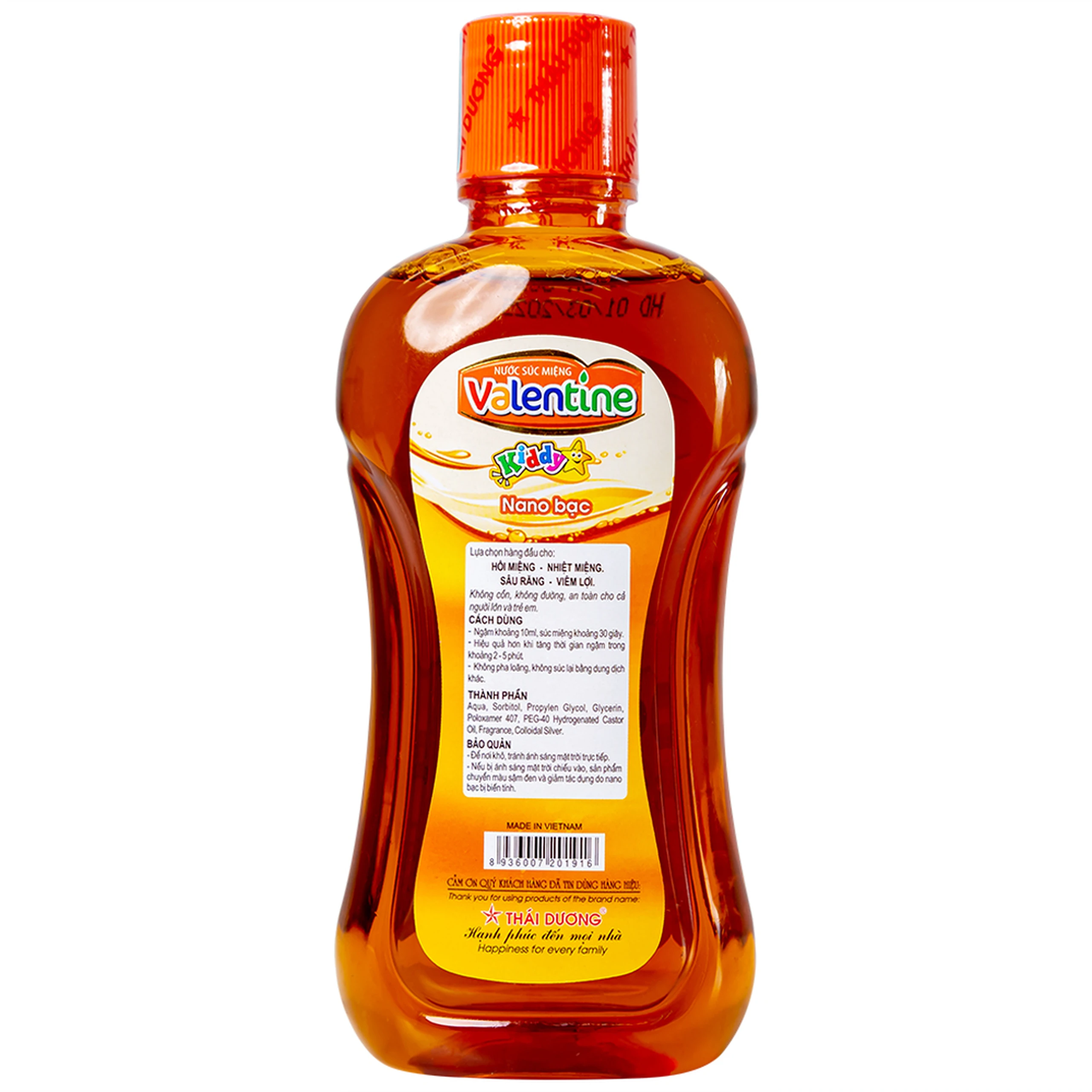 Nước súc miệng trẻ em ngừa sâu răng Valentine Kiddy Thái Dương 250ml