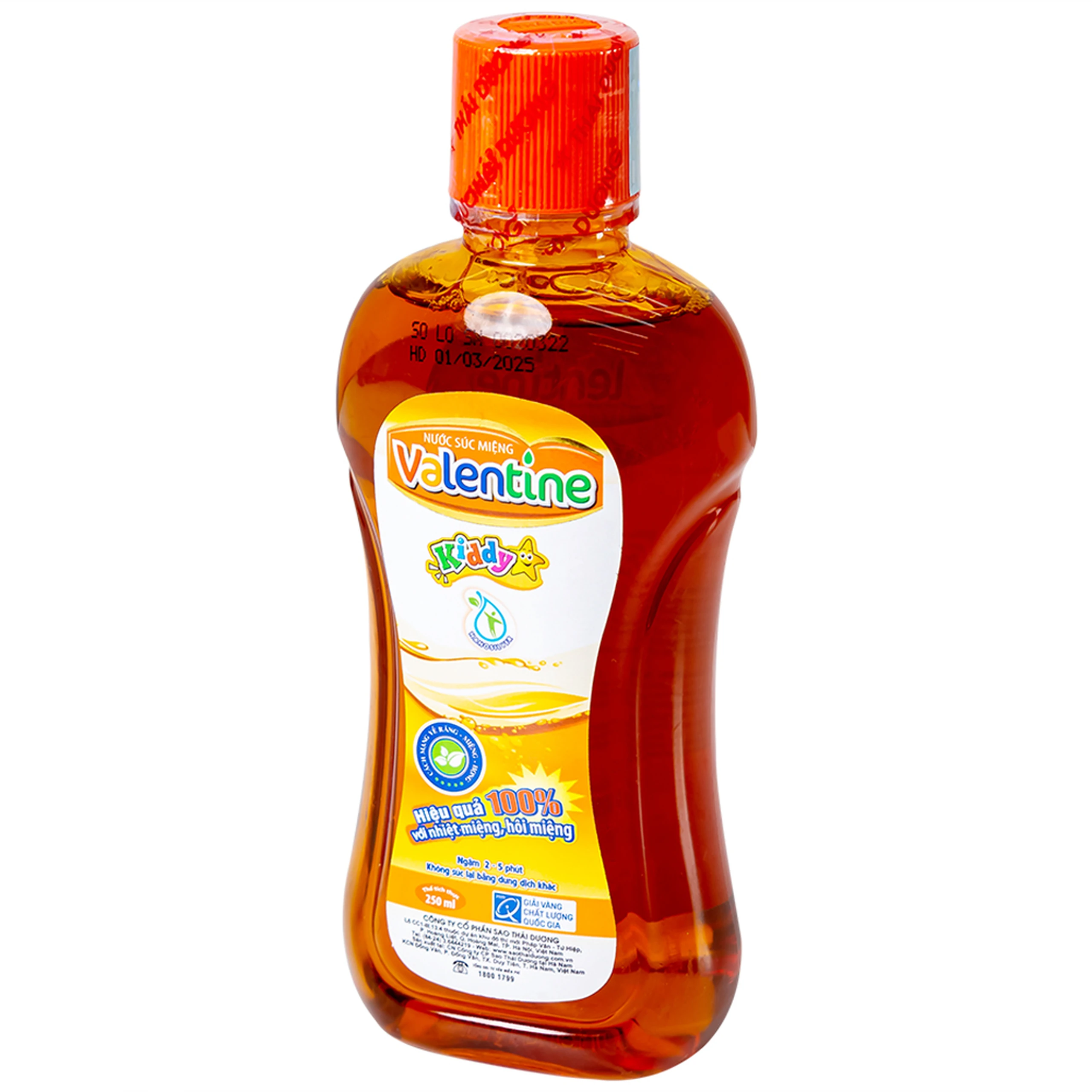 Nước súc miệng trẻ em ngừa sâu răng Valentine Kiddy Thái Dương 250ml