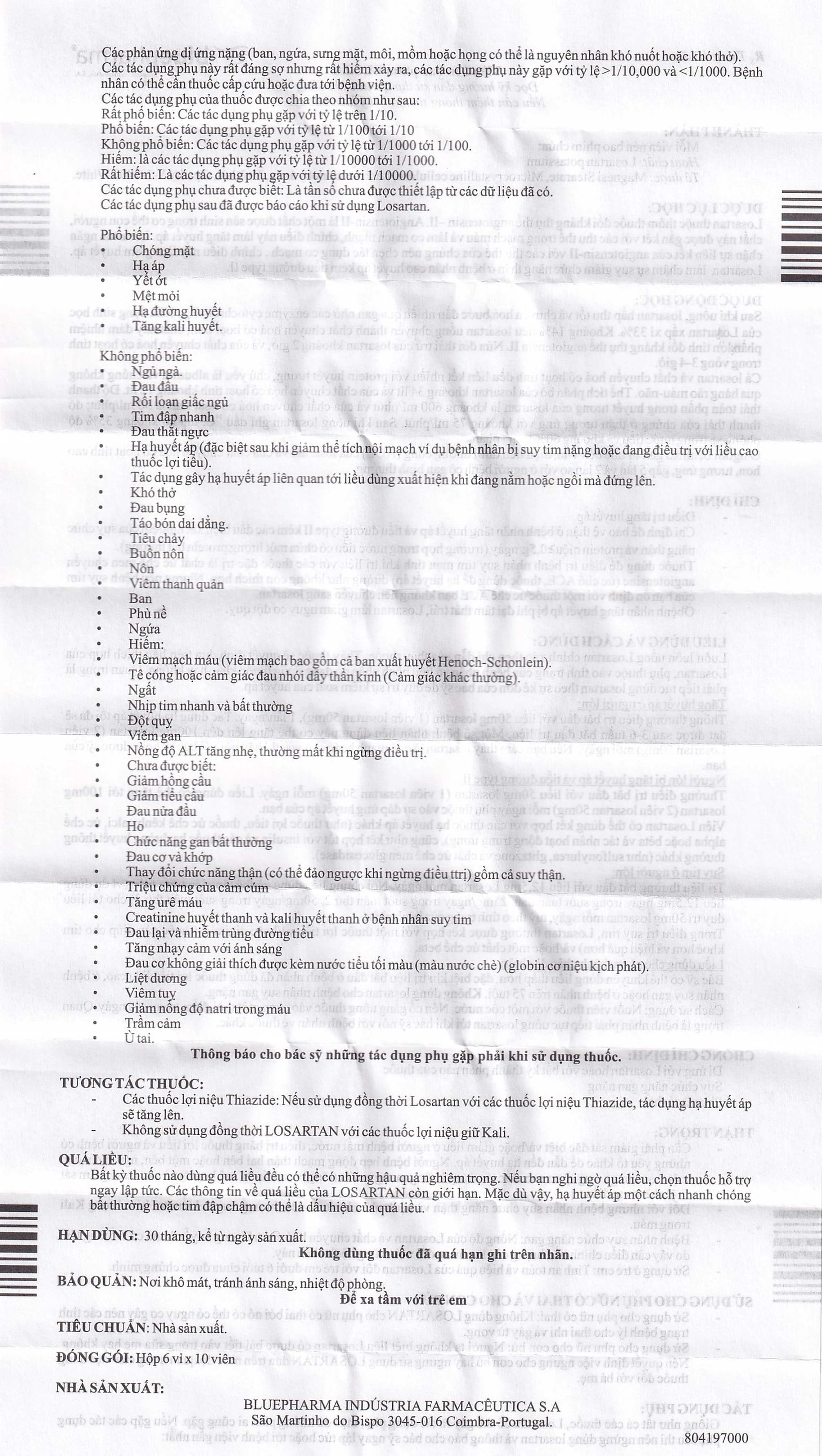 Thuốc Bloza Bluepharma điều trị tăng huyết áp (6 vỉ x 10 viên)