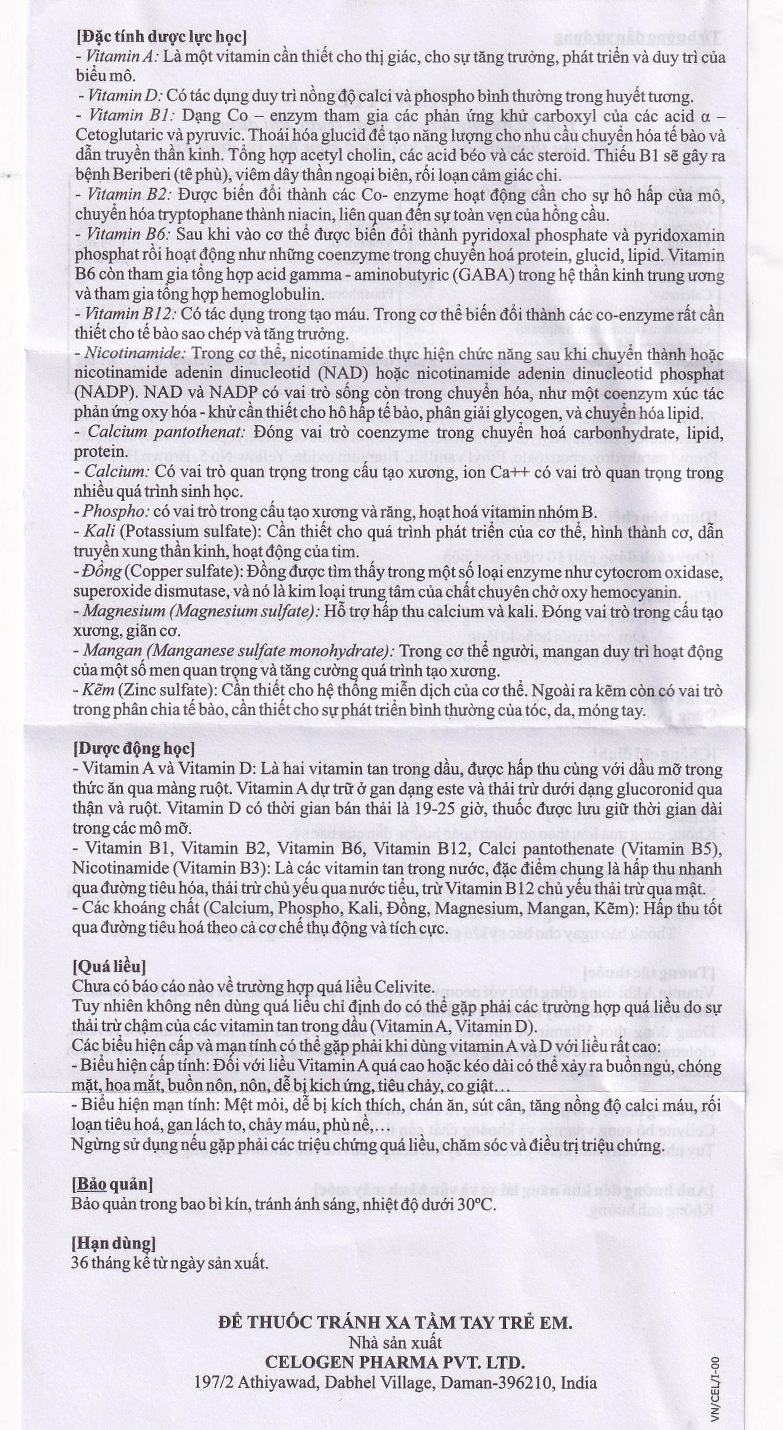 Thuốc Celivite Celogen Pharma bổ sung vitamin và khoáng chất (6 vỉ x 10 viên)