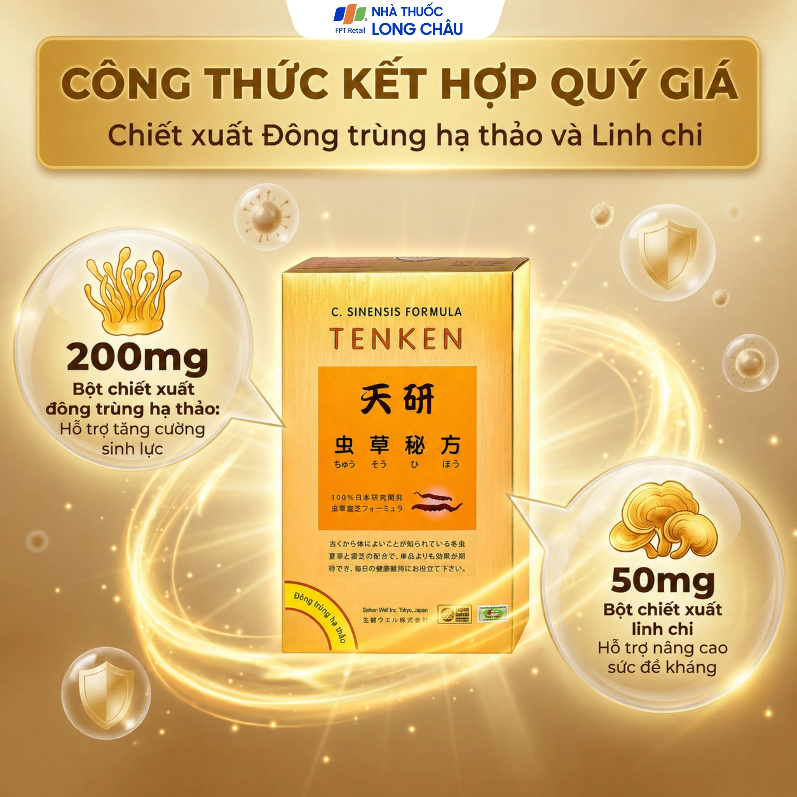 Viên hỗ trợ bồi bổ sức khỏe Đông Trùng Hạ Thảo Tenken (60 viên) 3