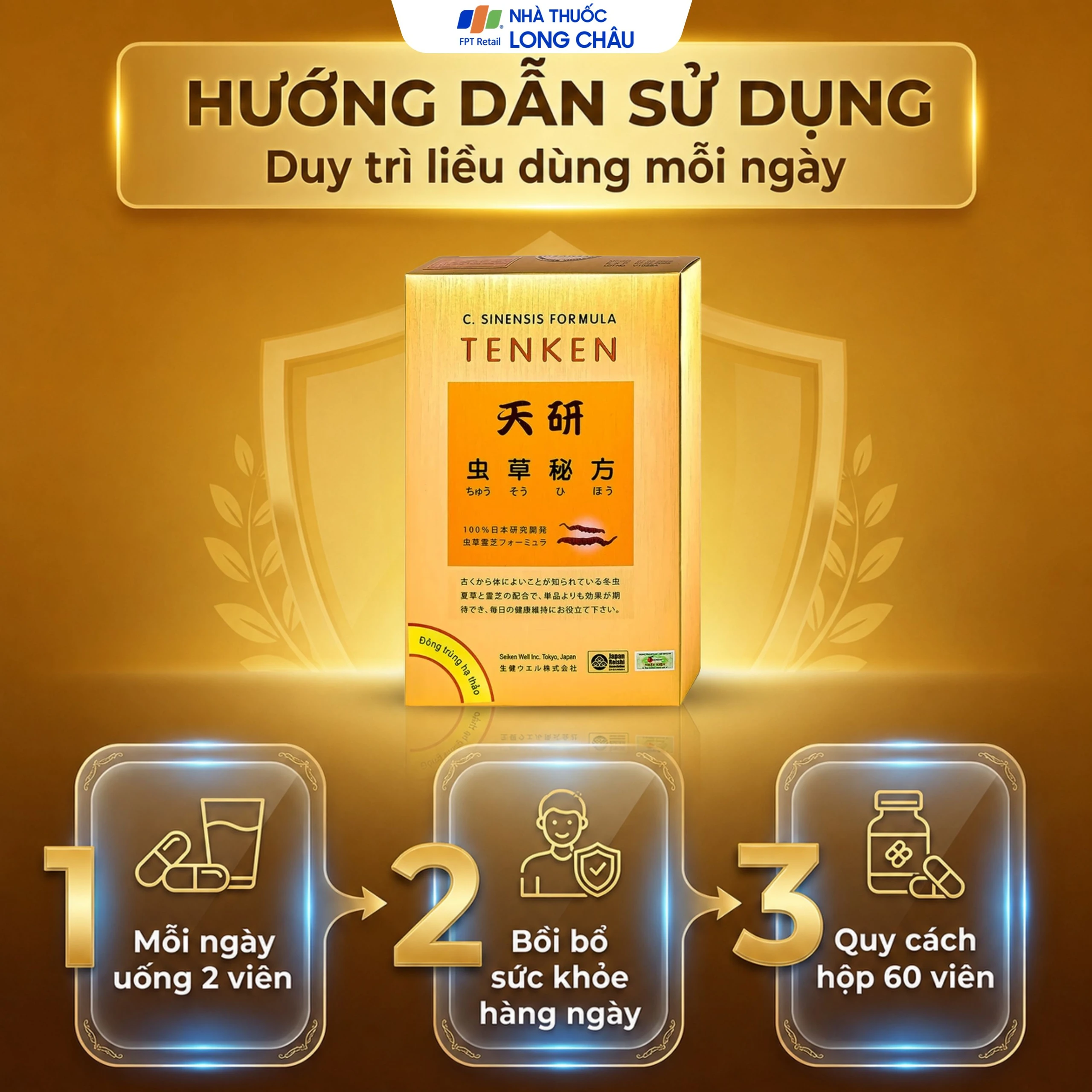 Viên hỗ trợ bồi bổ sức khỏe Đông Trùng Hạ Thảo Tenken (60 viên) 5