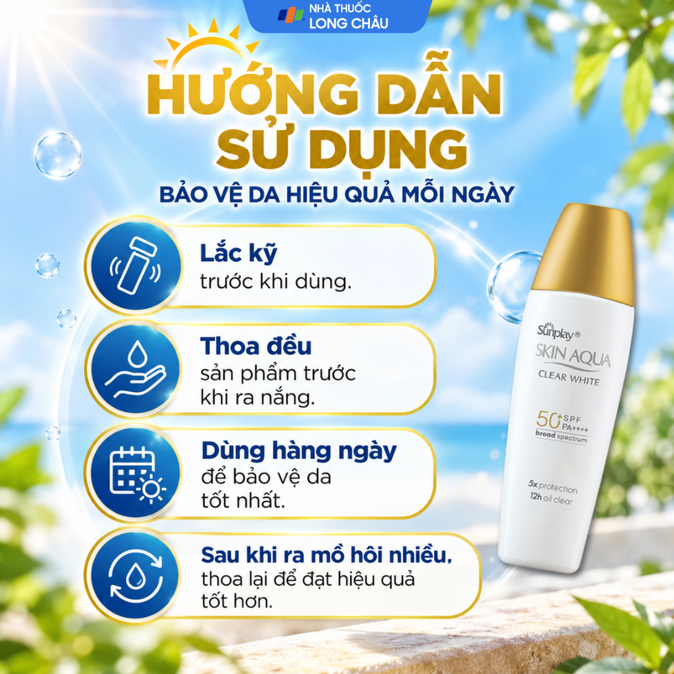 Sữa chống nắng Sunplay Skin Aqua SPF50+ Clear White dưỡng trắng da, mịn màng (25g) 5
