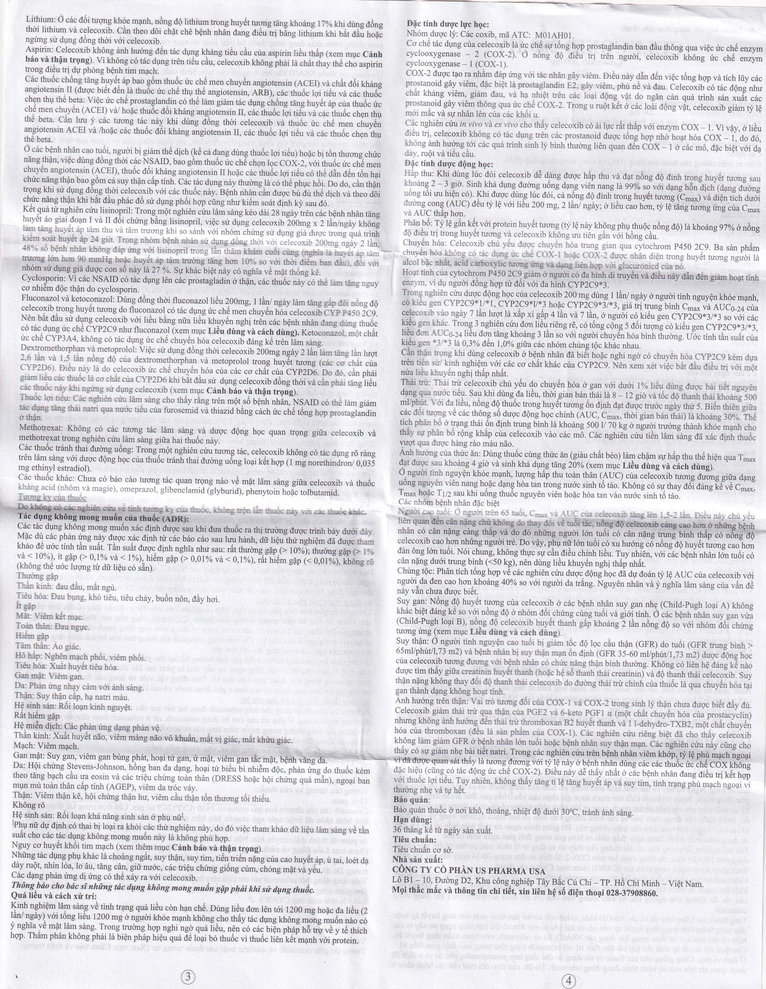 Thuốc Celecoxib 200 - HV USP điều trị thoái hóa khớp, viêm khớp dạng thấp (10 vỉ x 10 viên)
