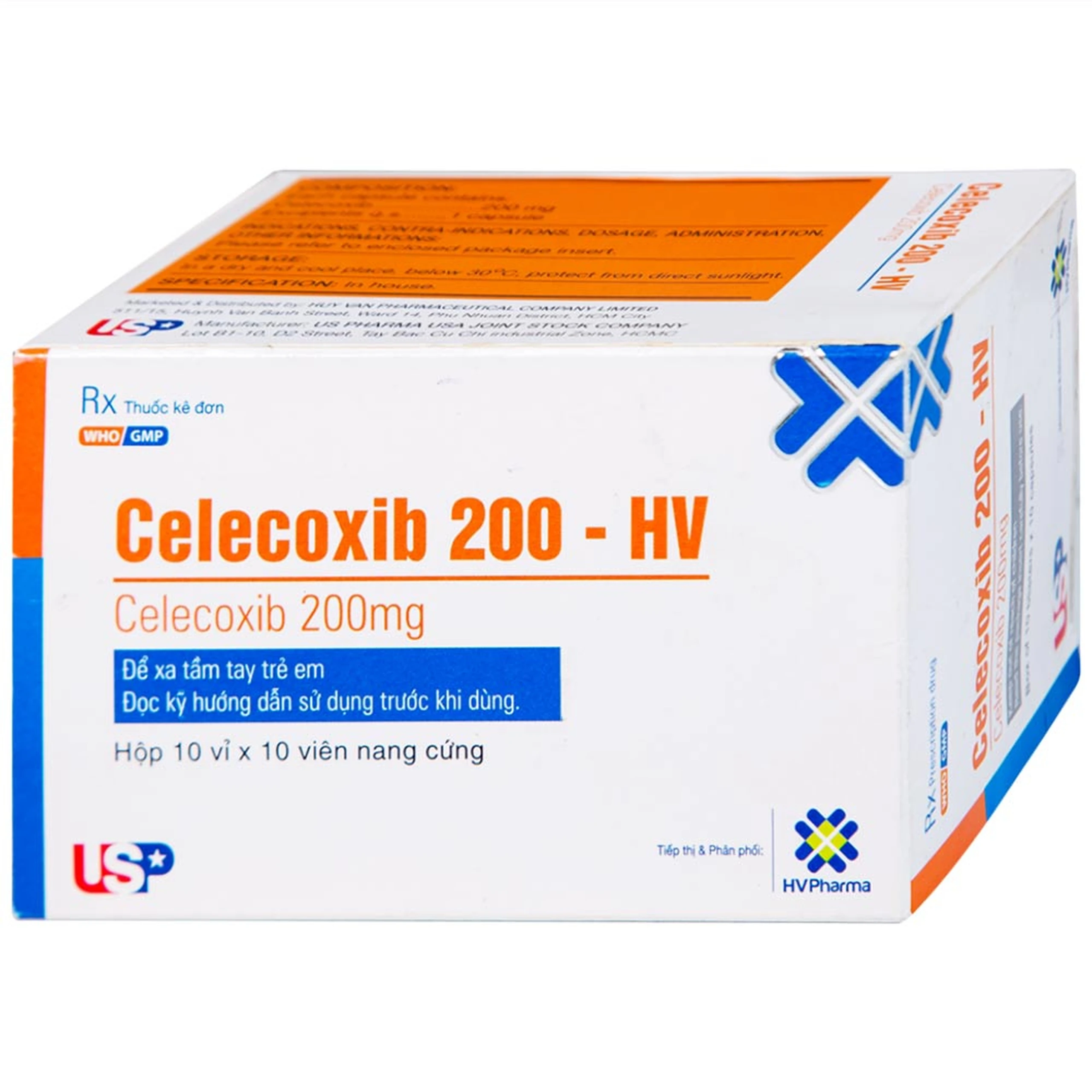 Thuốc Celecoxib 200 - HV USP điều trị thoái hóa khớp, viêm khớp dạng thấp (10 vỉ x 10 viên)