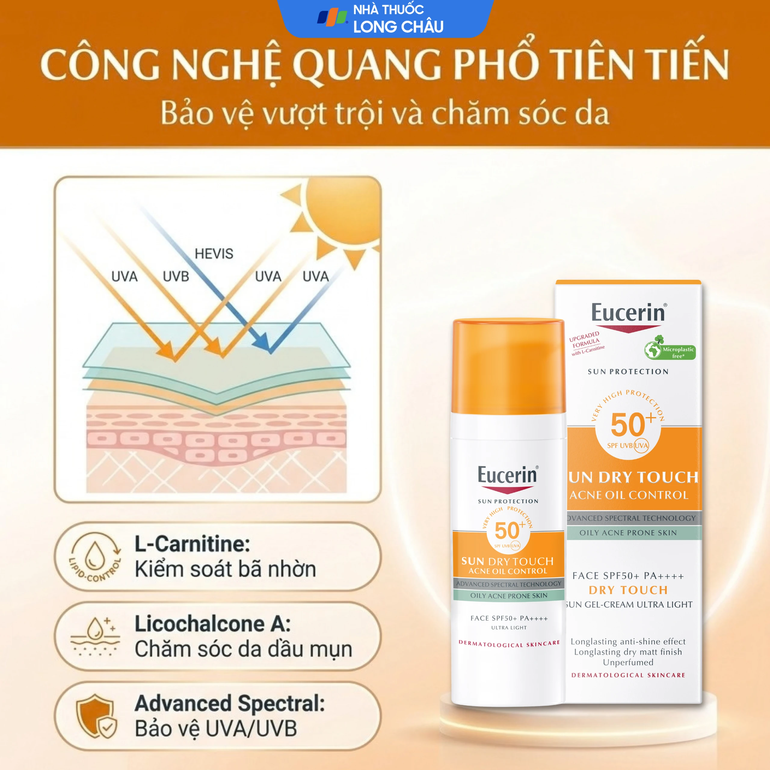 Kem chống nắng Eucerin Sun Dry Touch Oil Control SPF50+ PA+++ kiểm soát nhờn (50ml) 3