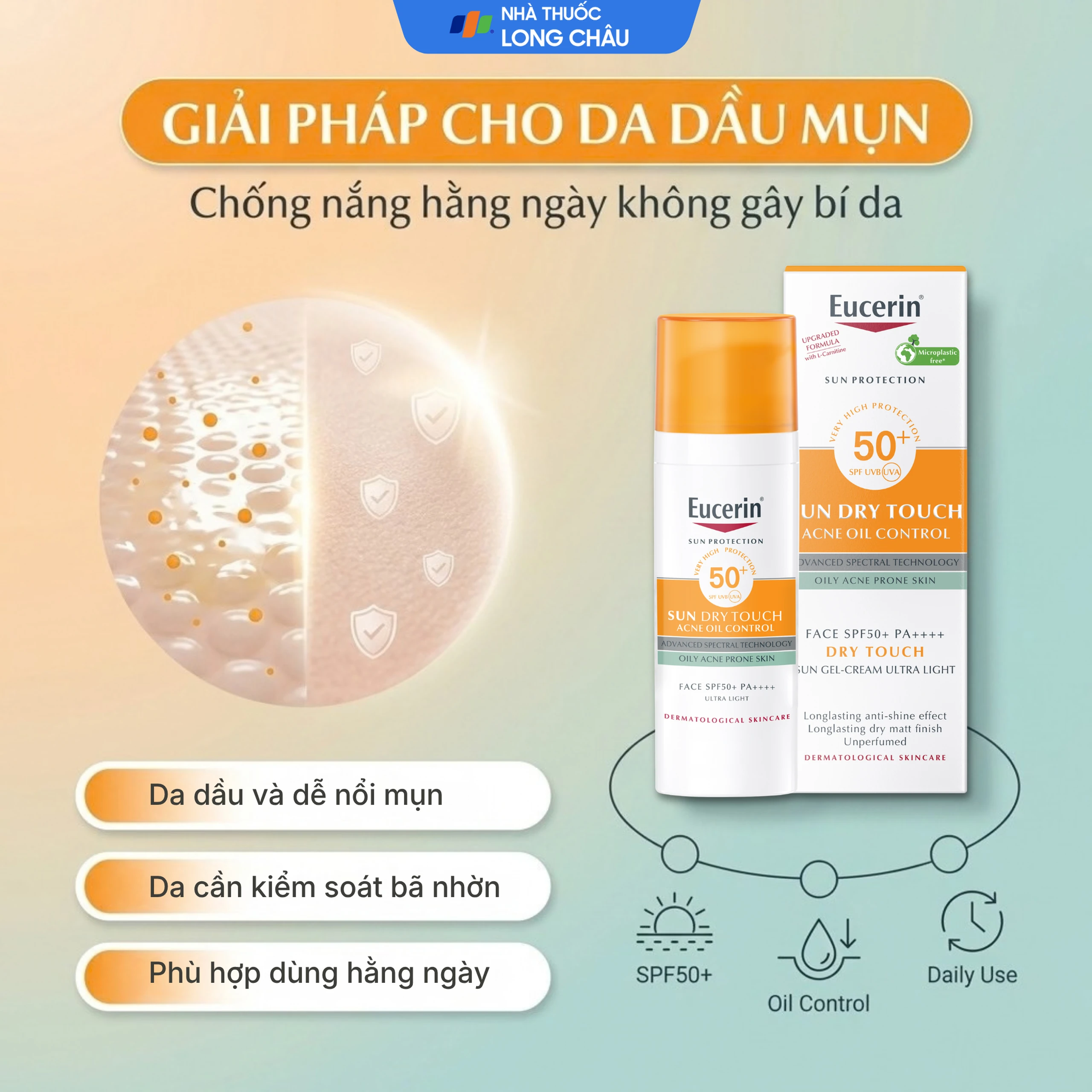 Kem chống nắng Eucerin Sun Dry Touch Oil Control SPF50+ PA+++ kiểm soát nhờn (50ml) 4