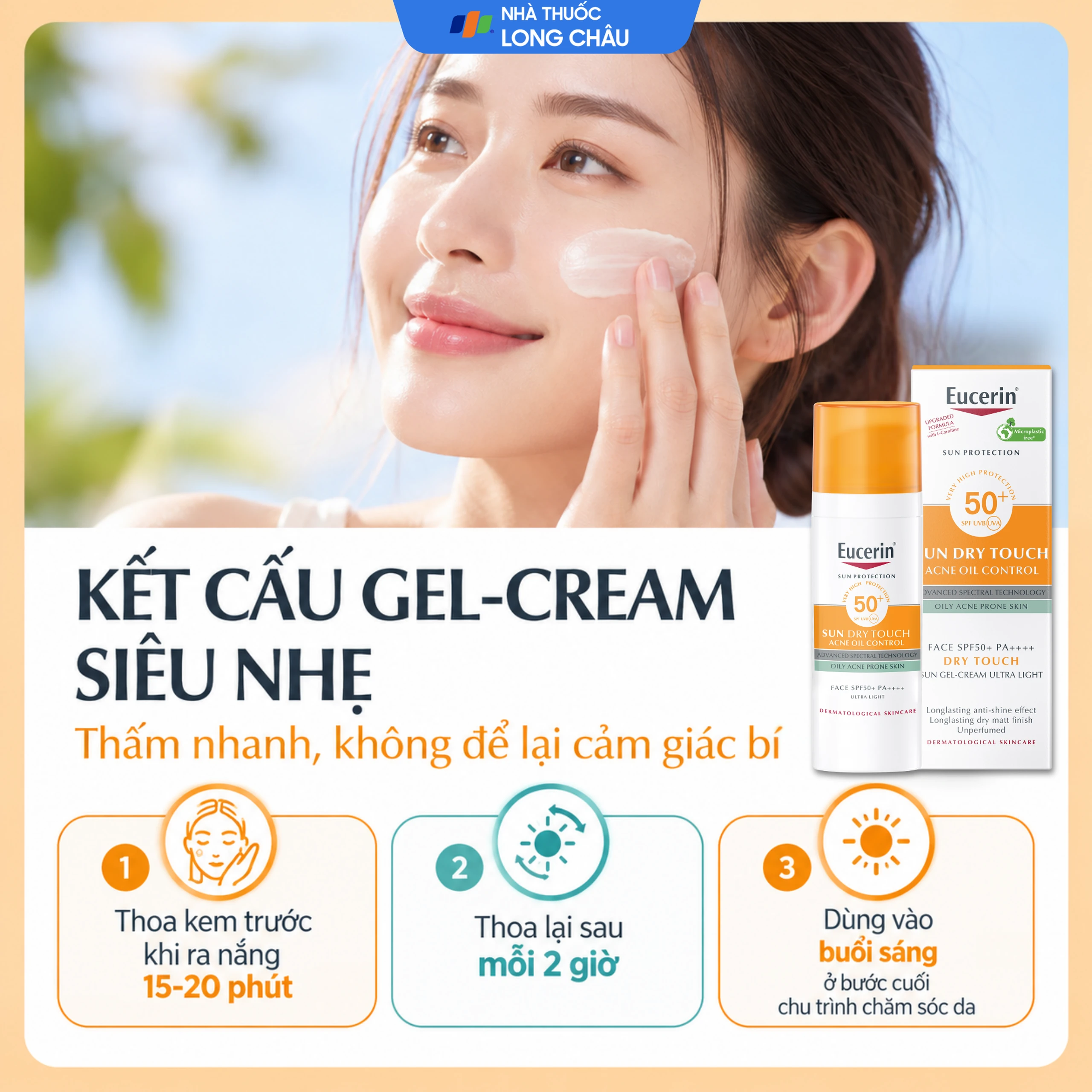 Kem chống nắng Eucerin Sun Dry Touch Oil Control SPF50+ PA+++ kiểm soát nhờn (50ml) 5