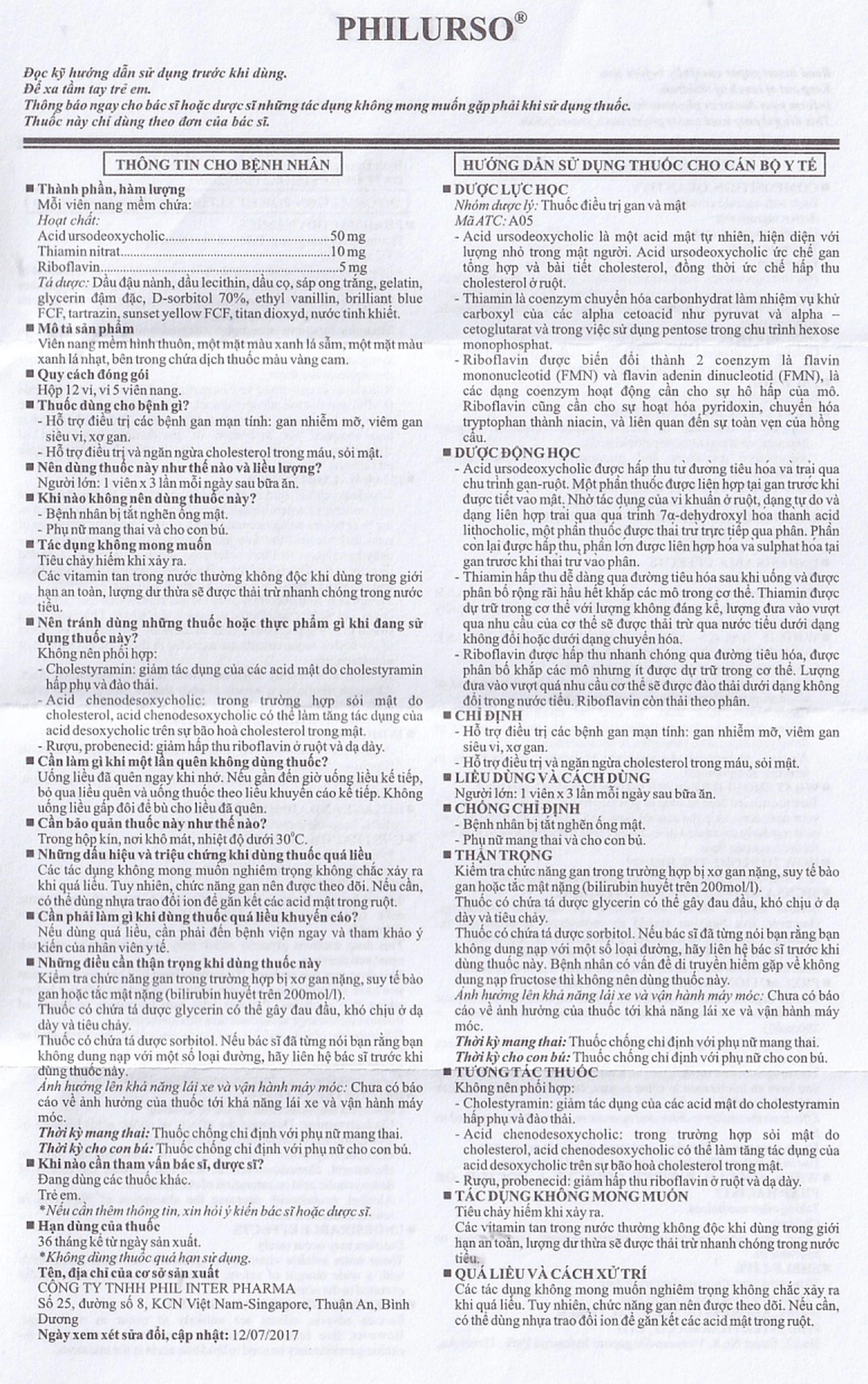Viên nang mềm Philurso Phil Inter Pharma điều trị bệnh gan mật (12 vỉ x 5 viên)	