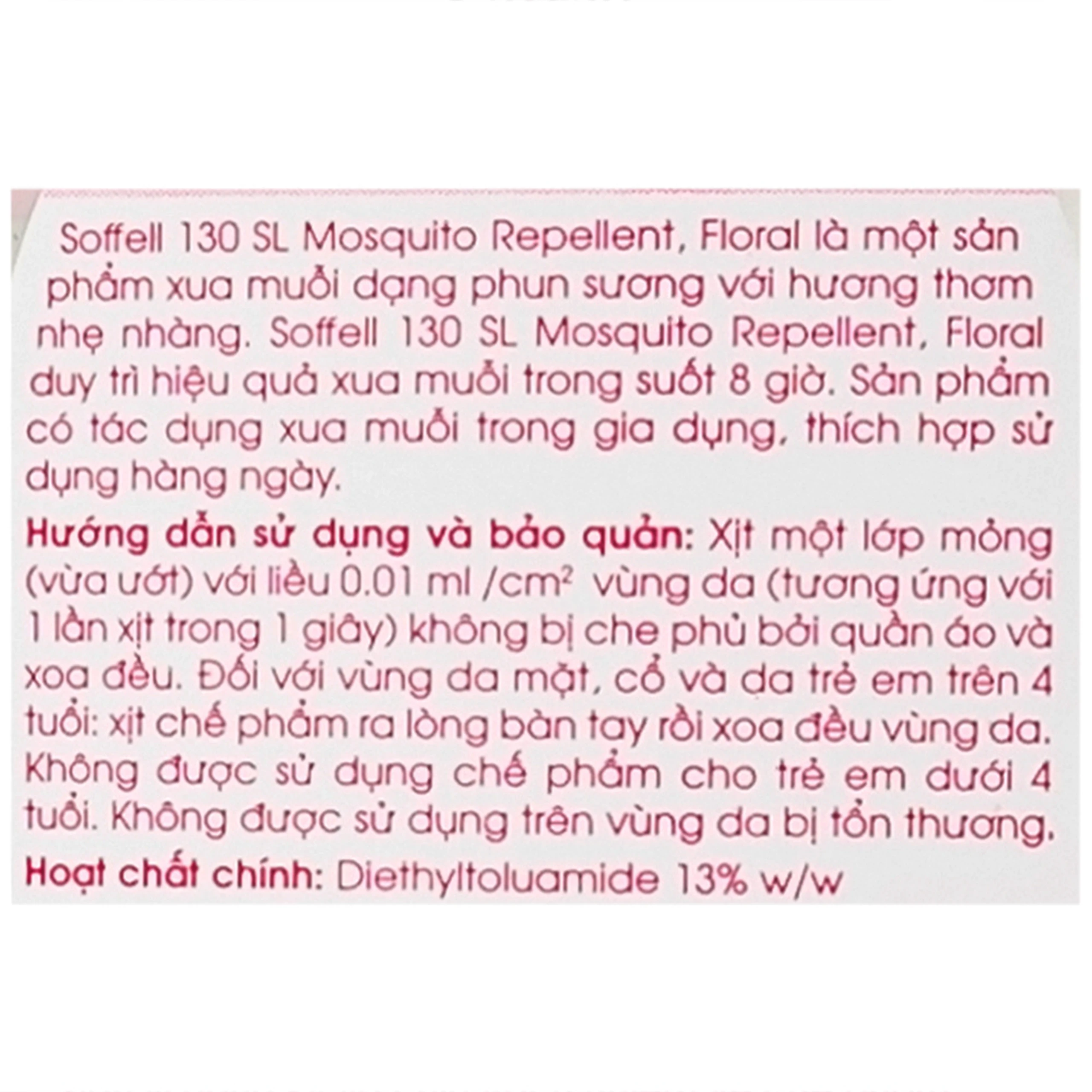 Xịt xua muỗi Soffell hương hoa giúp chống muỗi trong suốt 8 giờ (80ml)