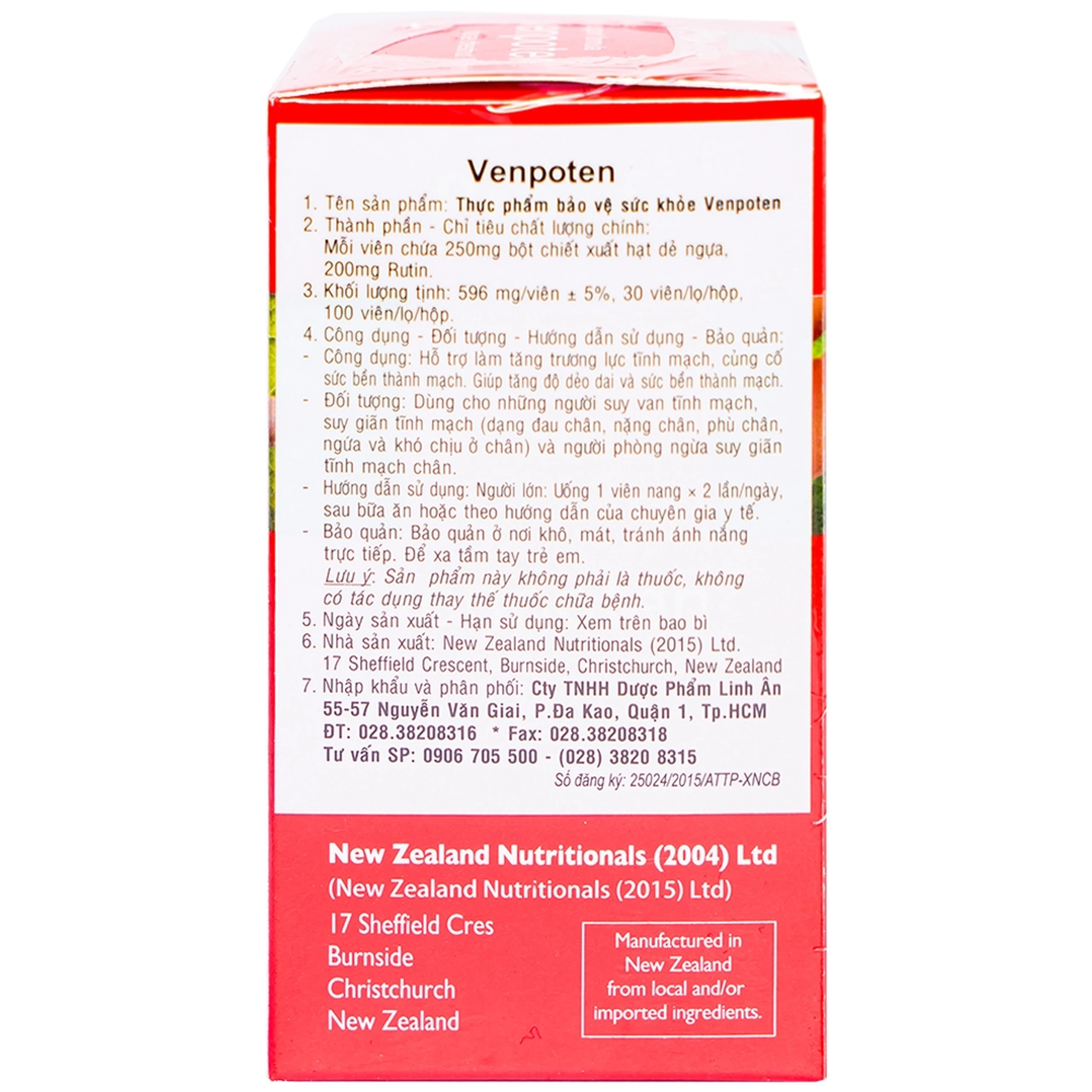 Viên hỗ trợ làm tăng trương lực tĩnh mạch Venpoten (30 viên)